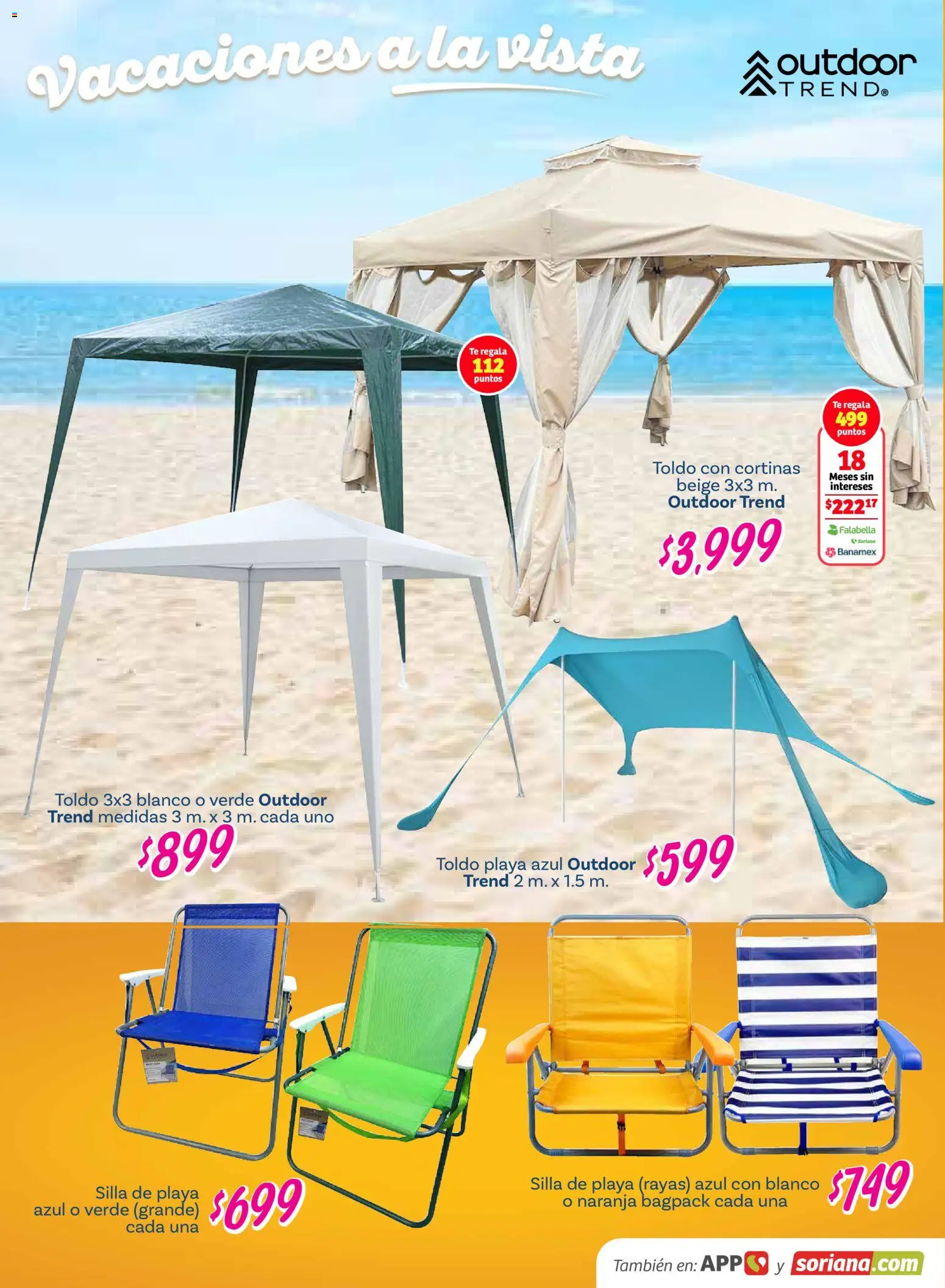 Nuevas ofertas de Soriana válidas en toda la República Mexicana desde el 26.02.2026. ¡Encuentra las mejores ofertas en Soriana - Vacaciones a la vista Híper Nacional! | Página: 13 | Productos: Toldo, Silla, Té, Cortinas