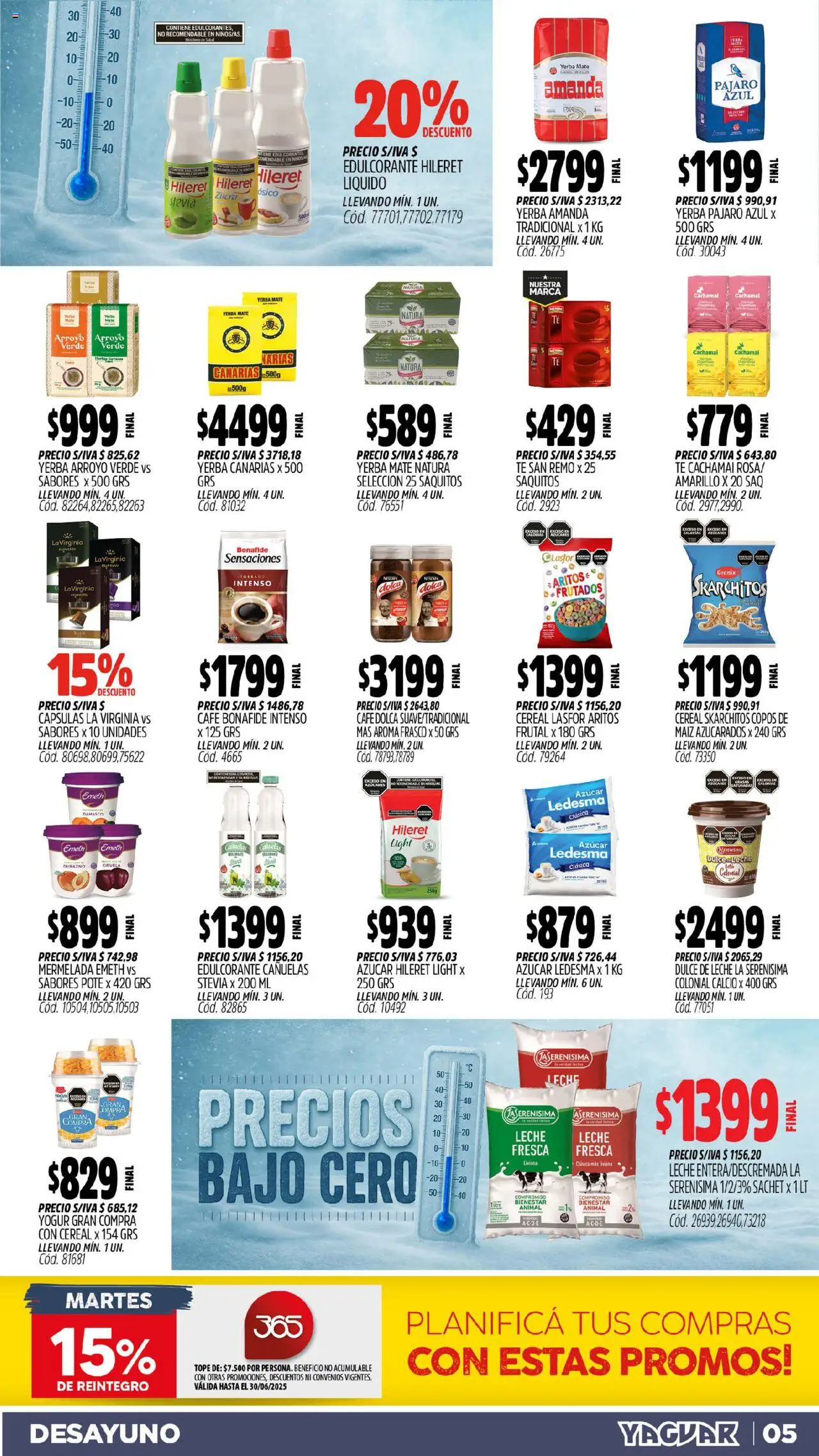 Yaguar catálogo │ válido desde el 16.06.2025 | Página: 5 | Productos: Copos, Dulce de leche, Frasco, Leche