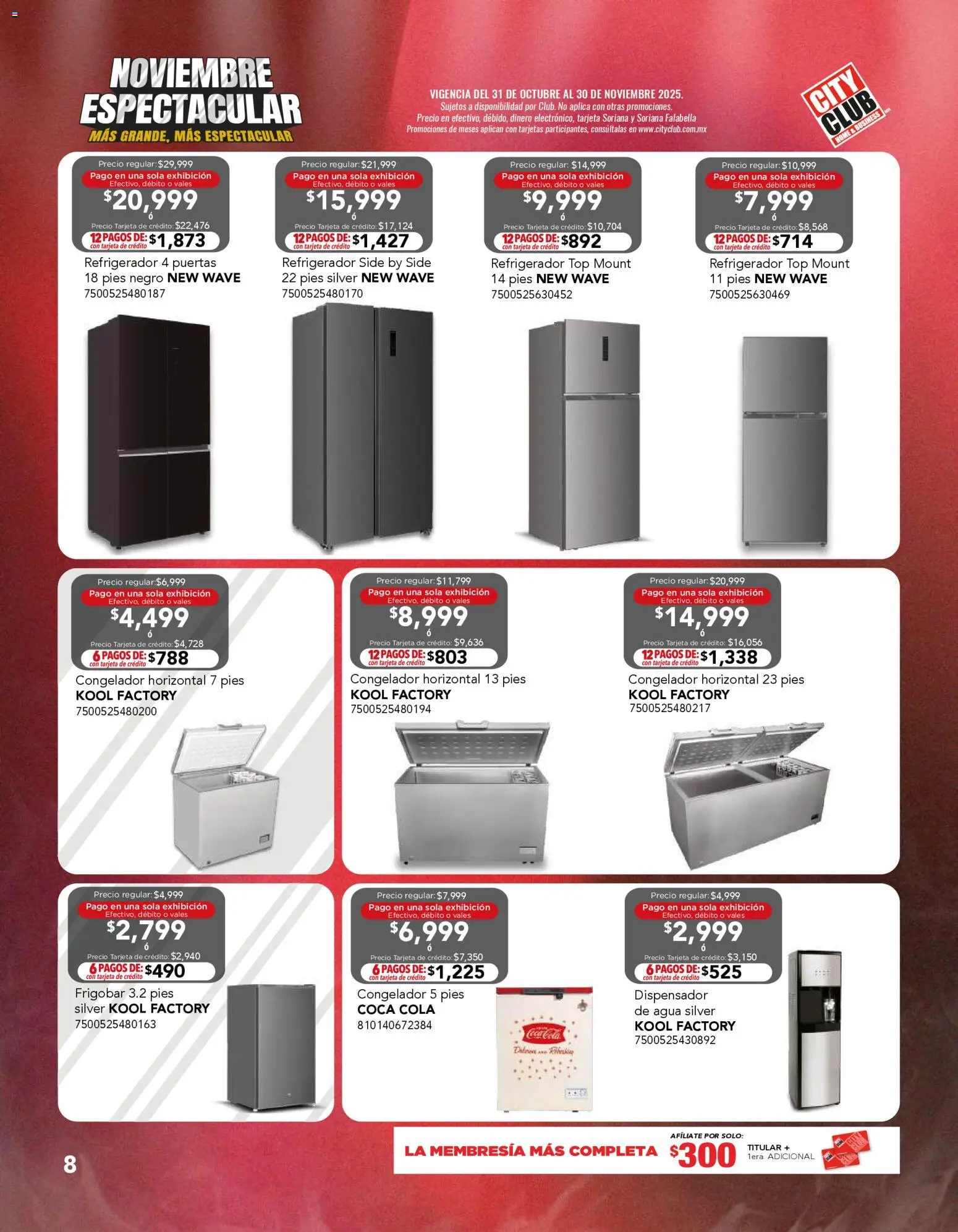 Nuevas ofertas de City Club válidas en toda la República Mexicana desde el 31.10.2025. ¡Encuentra las mejores ofertas en City Club Buen Fin! | Página: 8 | Productos: Refrigerador, Frigobar, Congelador, Top