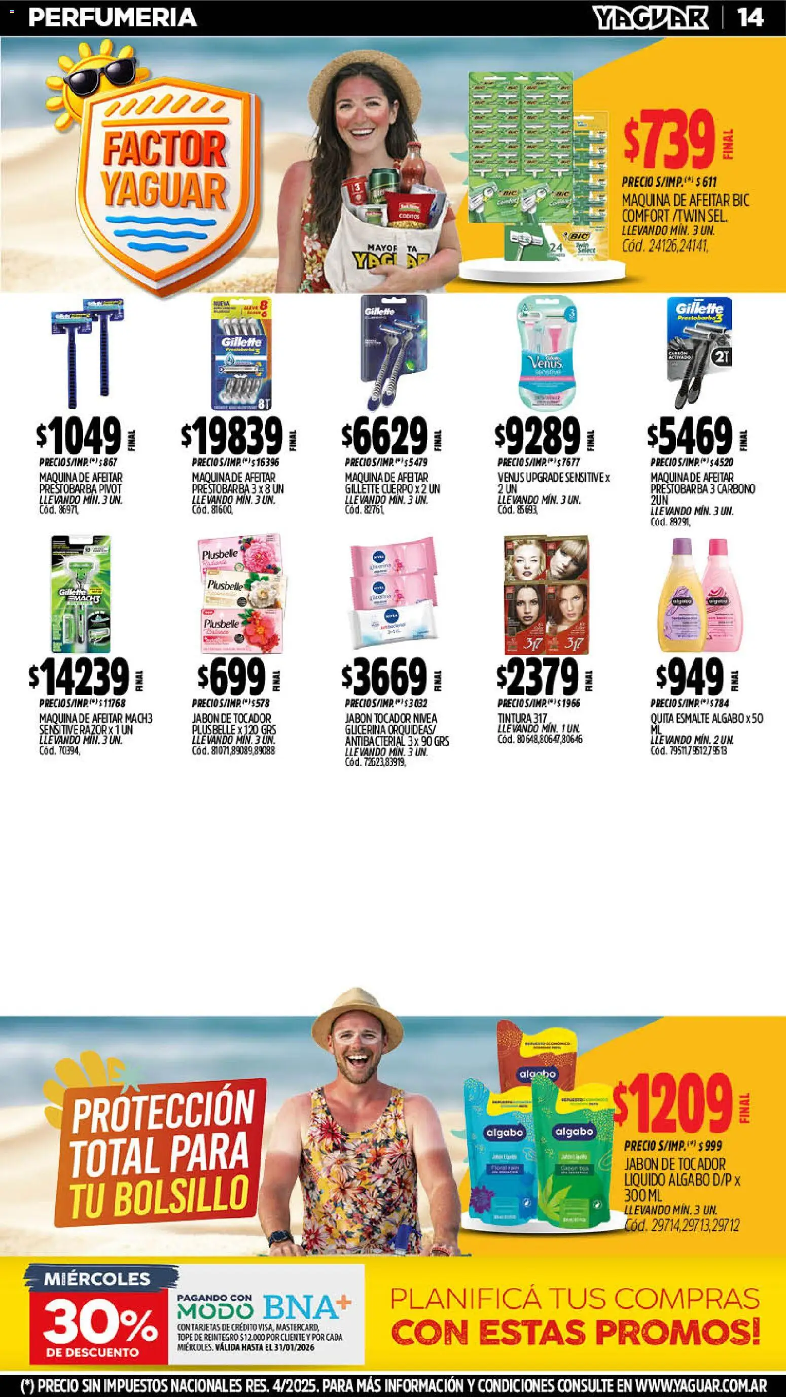 Yaguar - Oferta Semanal Santa Fé │ válido desde el 19.01.2026 | Página: 14 | Productos: Maquina de afeitar, Tintura, Jabón