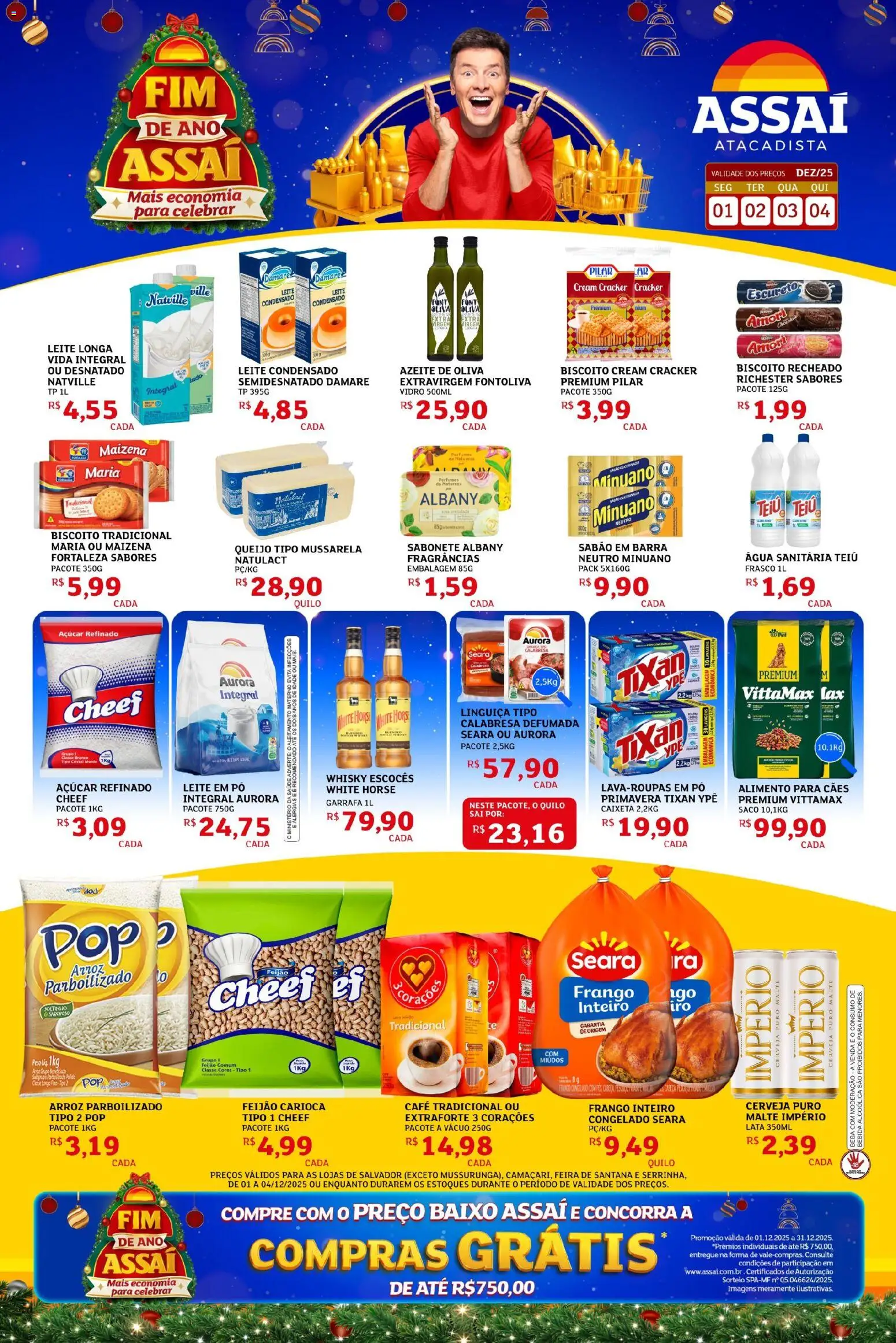 Assaí Atacadista Folheto - válido de 01.12.2025 | Página: 1 | Produtos: Biscoito, Whisky, Linguiça, Frango