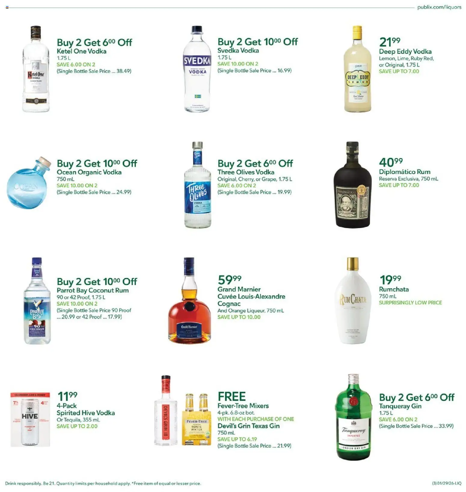 Publix Liquor - valid from 29.01.2026 | Page: 3 | Products: Gin, Vodka, Water, Lemon