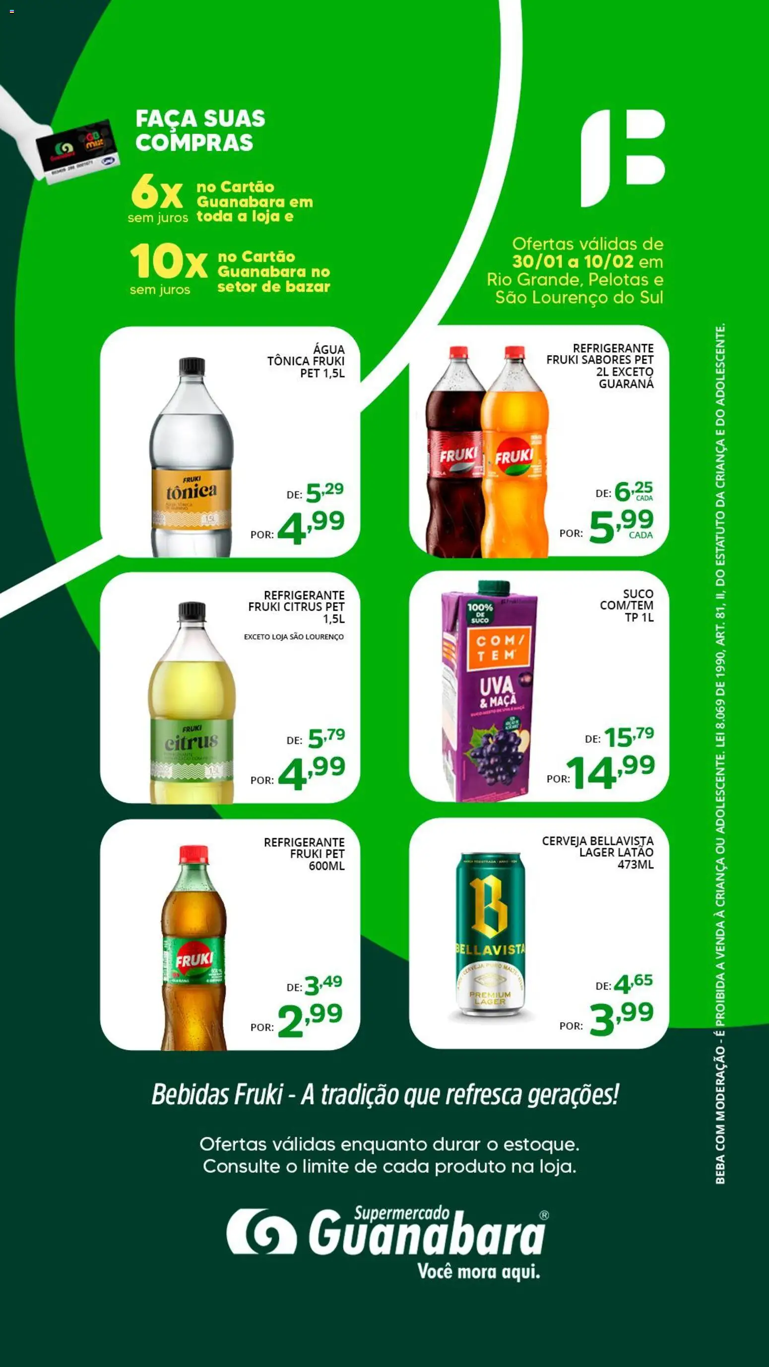 Supermercado Guanabara Folheto - válido de 30.01.2026 | Página: 2 | Produtos: Água tônica, Suco, Cerveja, Refrigerante