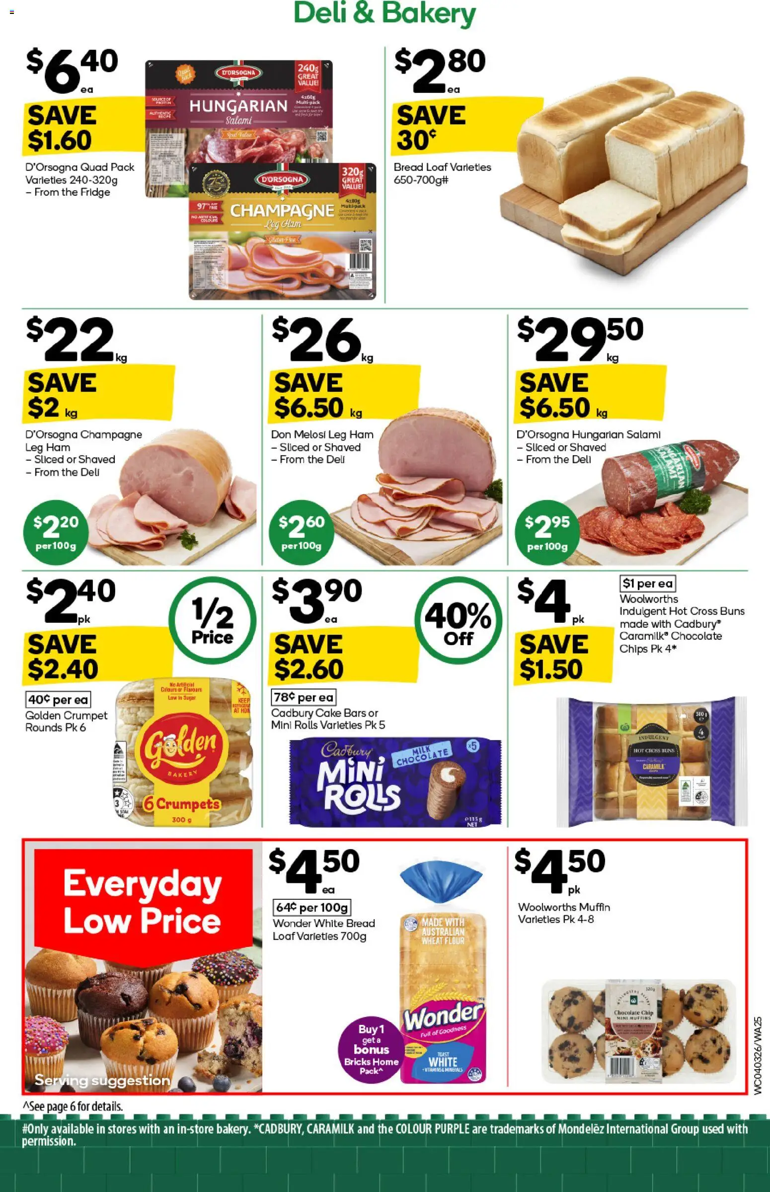 Woolworths catalogue - valid from 04.03.2026 | Page: 25 | Products: Bread, Chocolate, Salami, Wheat