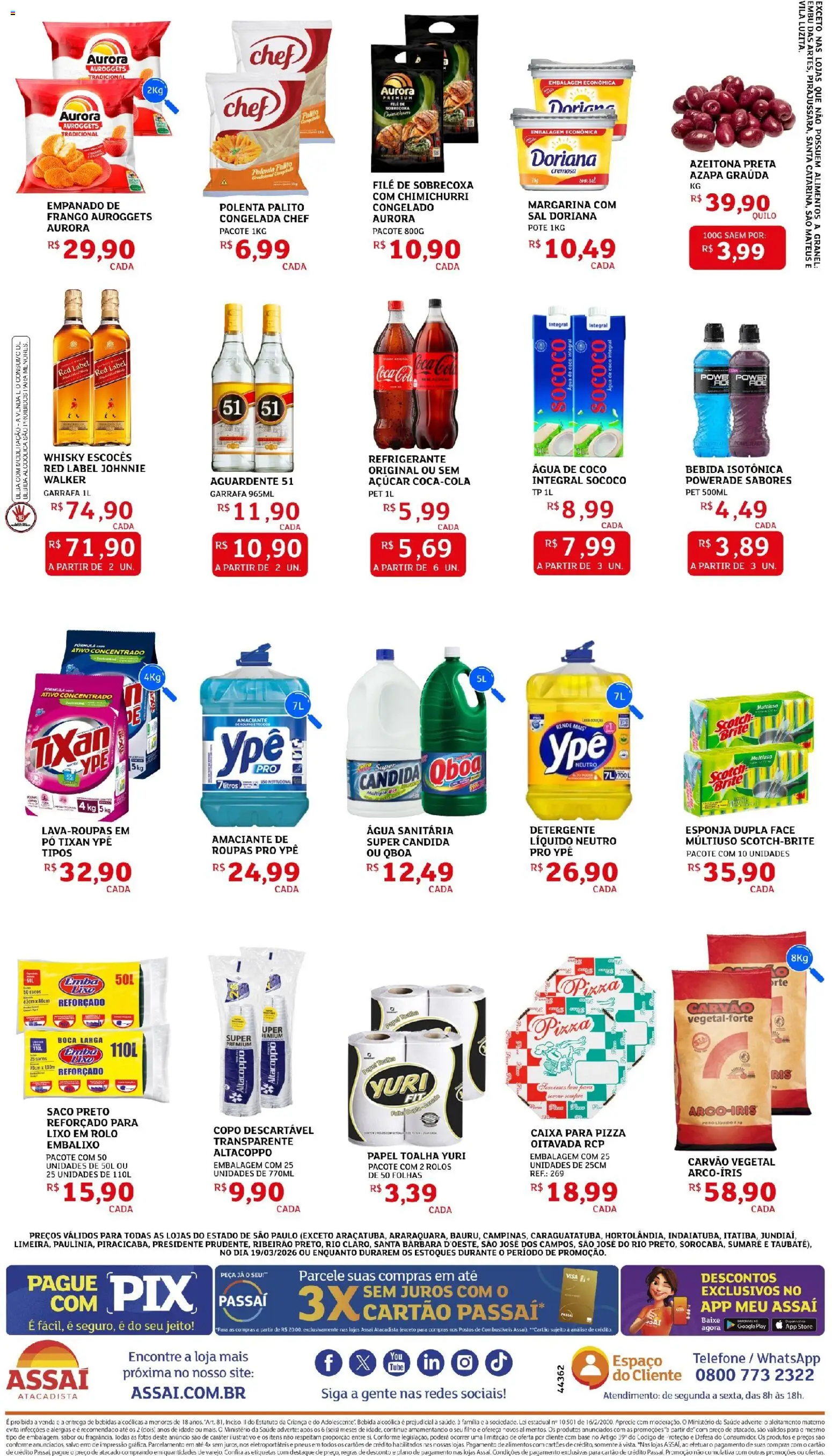 Assaí Atacadista Folheto - válido de 19.03.2026 | Página: 2 | Produtos: Papel toalha, Água de coco, Rolo, Água sanitária