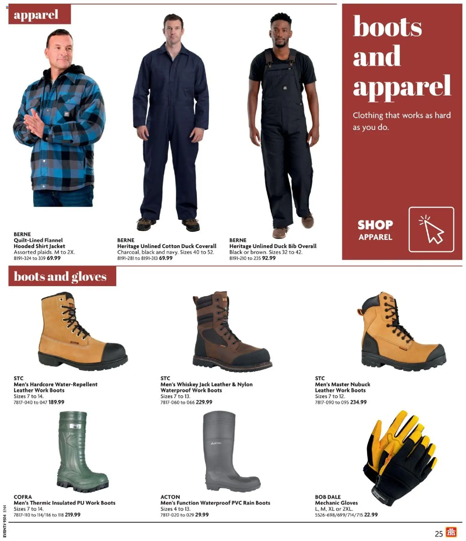 Home Hardware flyer valid from 02.04.2026 | Page: 25 | Products: Boots, Gloves, Shirt, Jacket