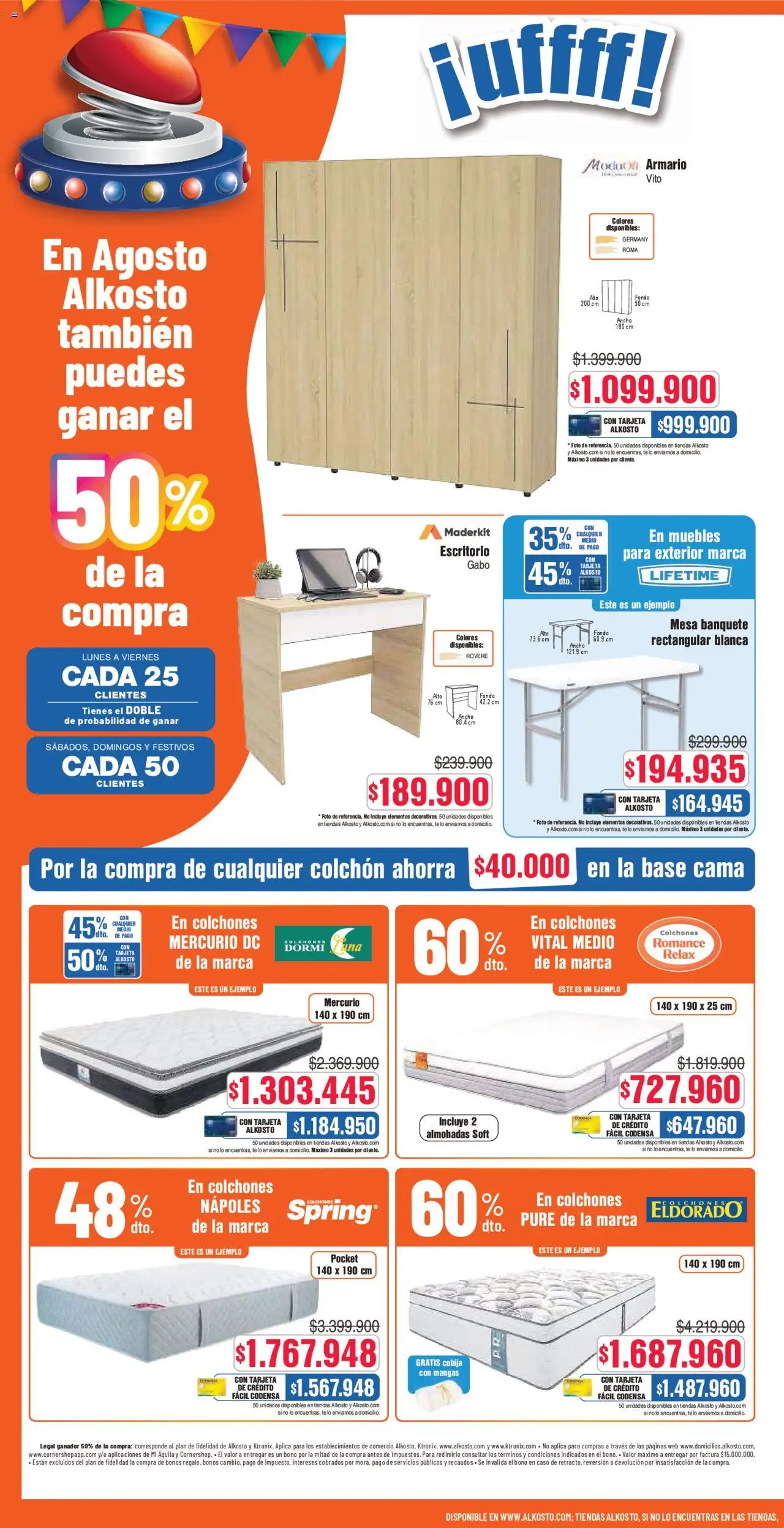 Alkosto revista - valida desde el 09.08.2025 | Página: 6 | Productos: Escritorio, Té, Colchón, Cobija