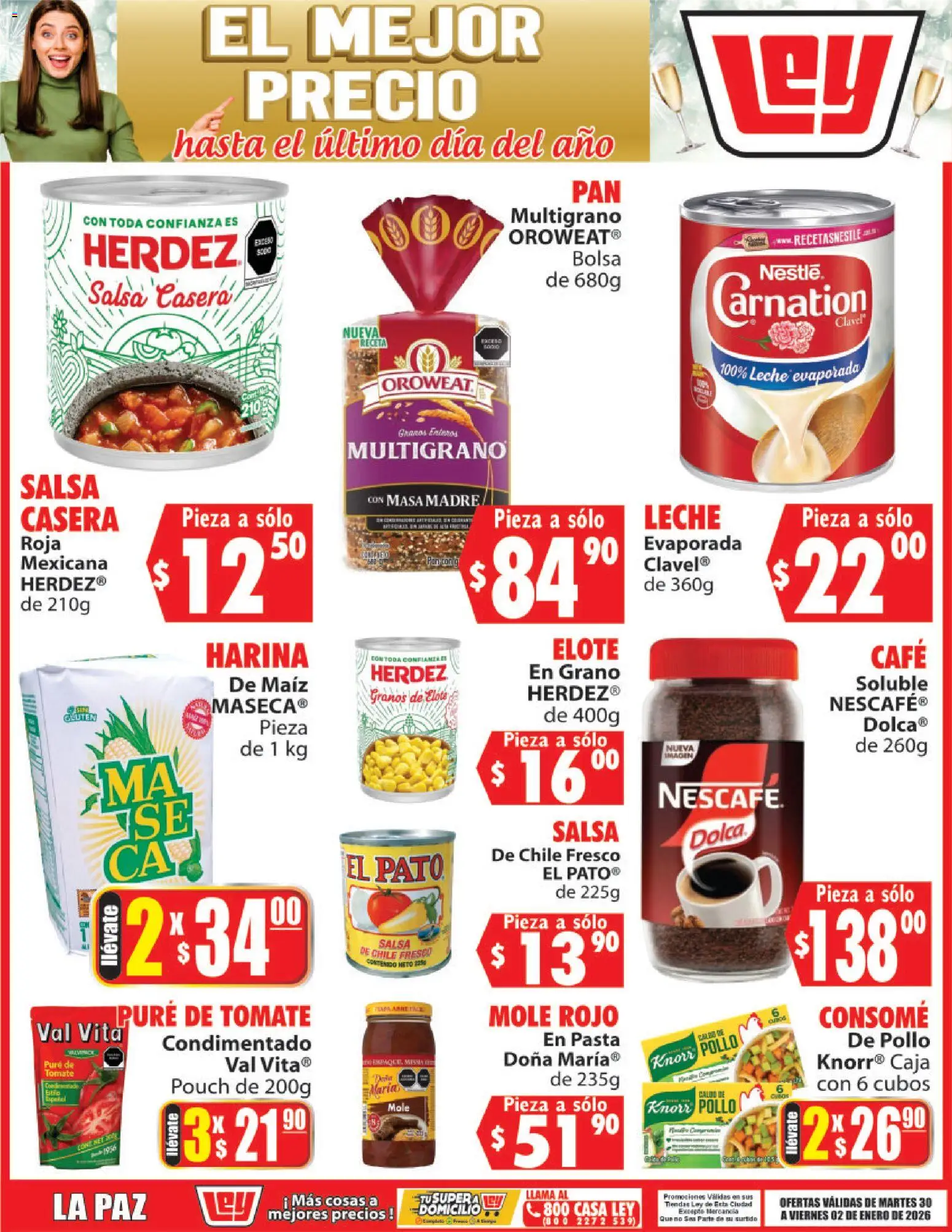 Nuevas ofertas de Casa Ley válidas en toda la República Mexicana desde el 30.12.2025. ¡Encuentra las mejores ofertas en Casa Ley folleto El Mejor Precio ! | Página: 1 | Productos: Pollo, Bolsa, Pure de Tomate, Caja