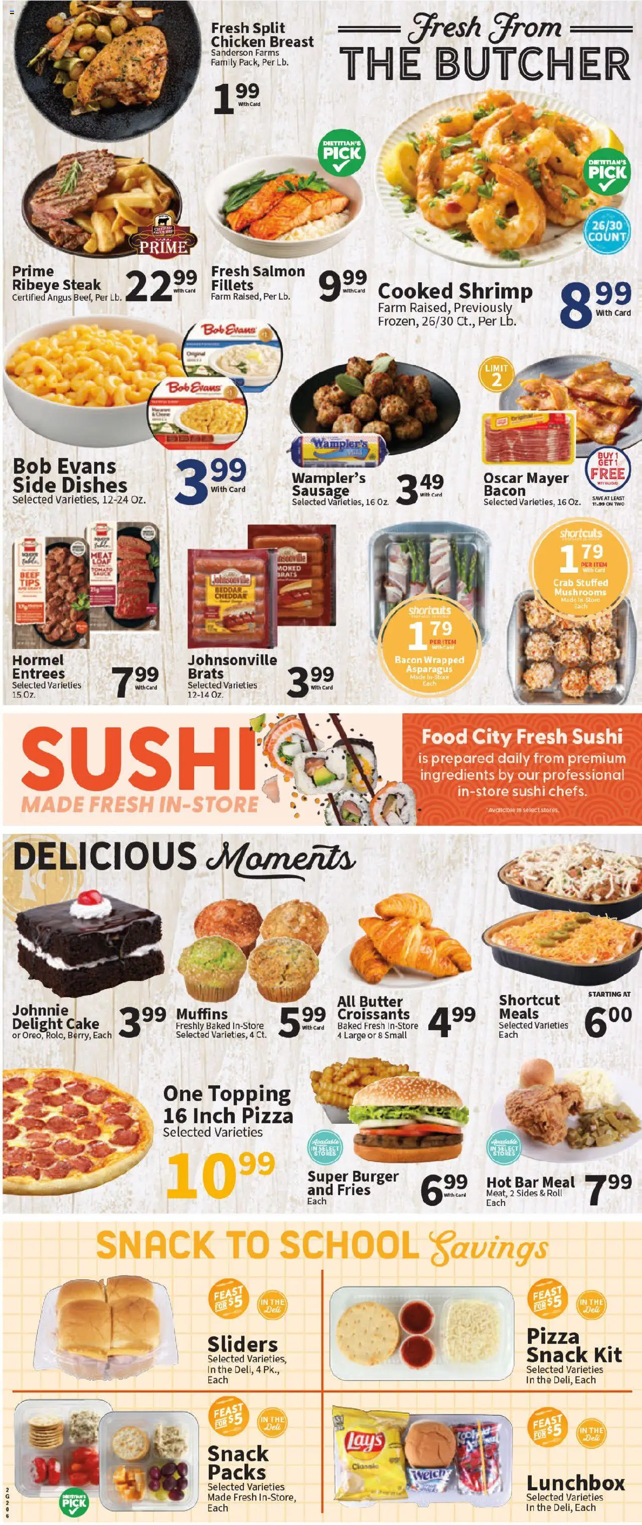 Food City Weekly Ad - valid from 30.07.2025 | Page: 4 | Products: Mushrooms, Butter, Pizza, Croissants