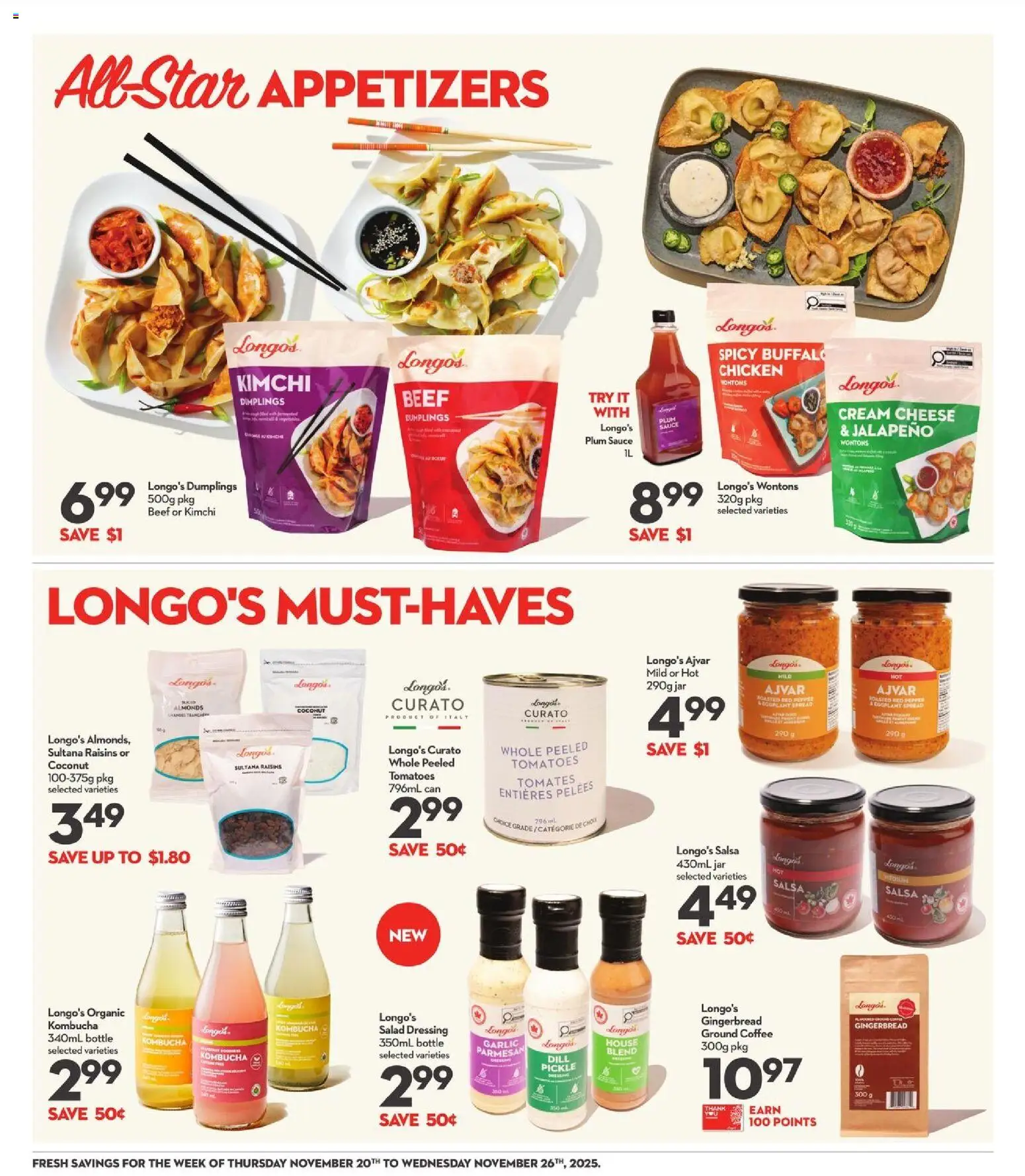 Longo's flyer valid from 20.11.2025 | Page: 9 | Products: Cream, Cheese, Coffee, Chicken