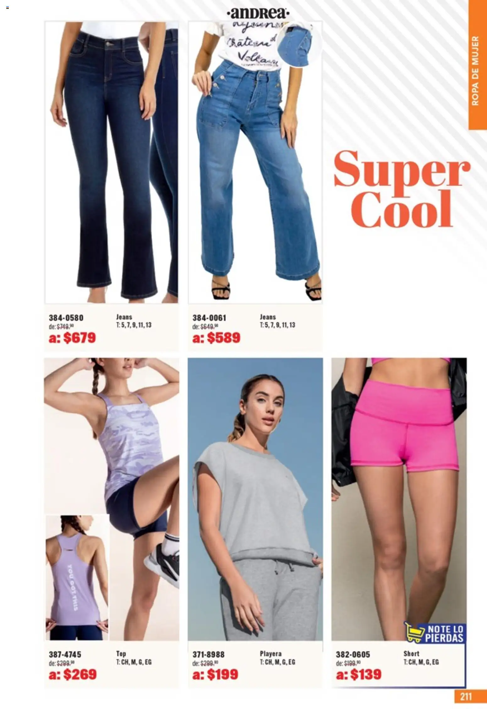 Nuevas ofertas de Andrea válidas en toda la República Mexicana desde el 05.04.2026. ¡Encuentra las mejores ofertas en Andrea catálogo Outlet! | Página: 211 | Productos: Ropa, Playera, Short