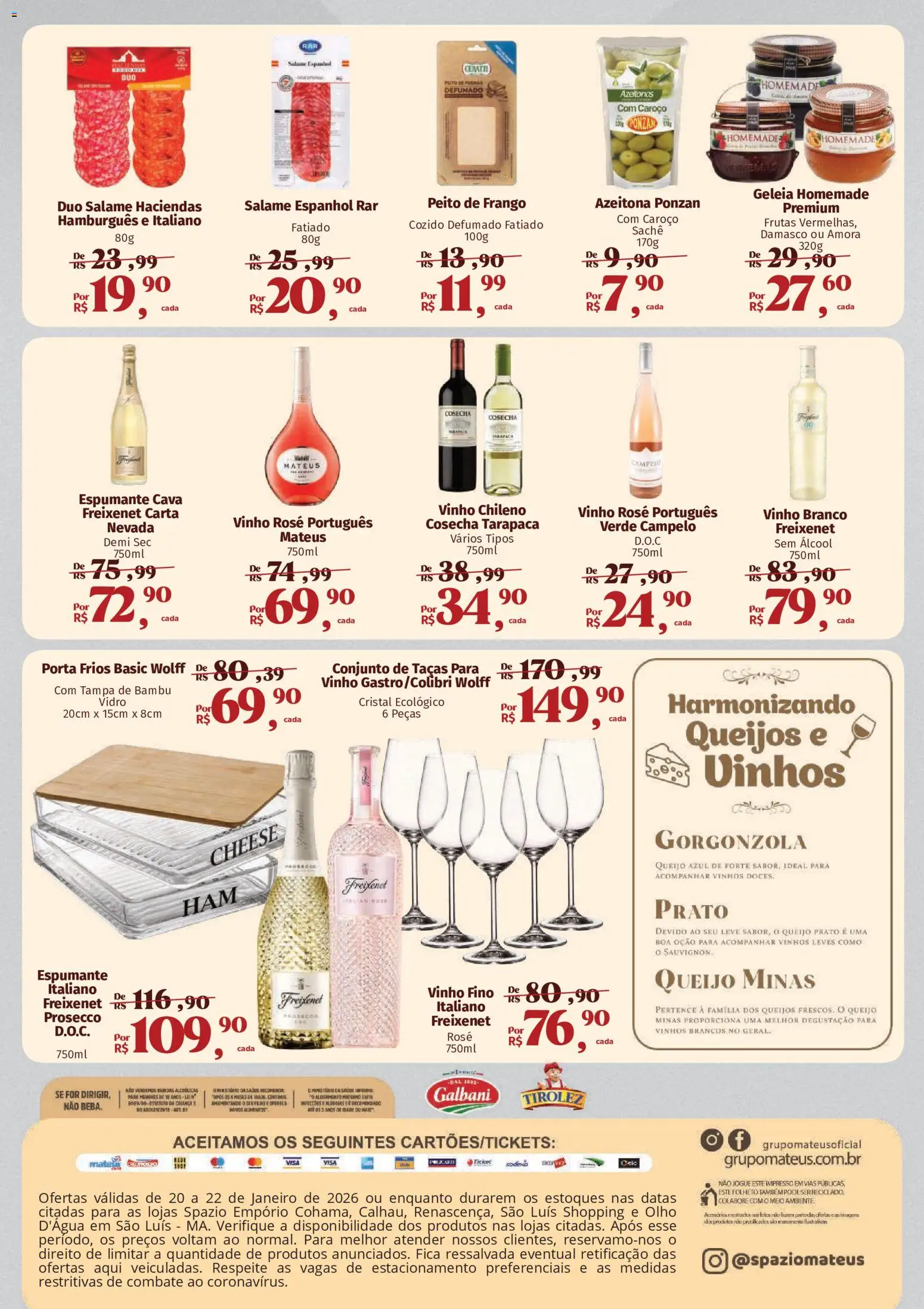 Mateus Folheto - válido de 20.01.2026 | Página: 2 | Produtos: Azeitonas, Salame, Vinho, Peito de frango