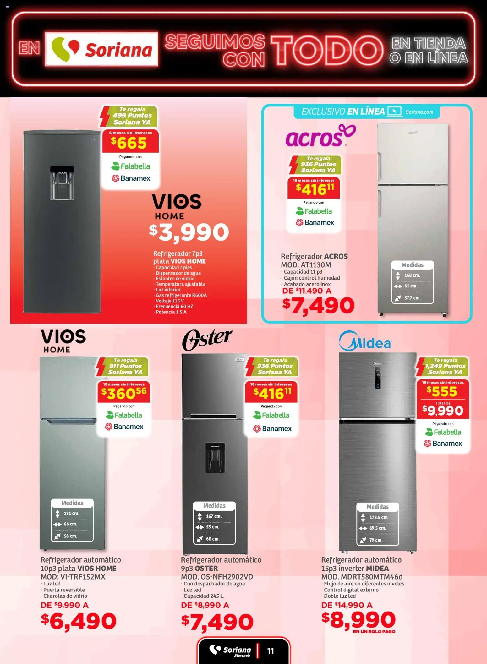 Nuevas ofertas de Soriana válidas en toda la República Mexicana desde el 19.11.2025. ¡Encuentra las mejores ofertas en Soriana - Seguimos con todo Mercado Nacional! | Página: 11 | Productos: Refrigerador, Agua, Estantes, Té