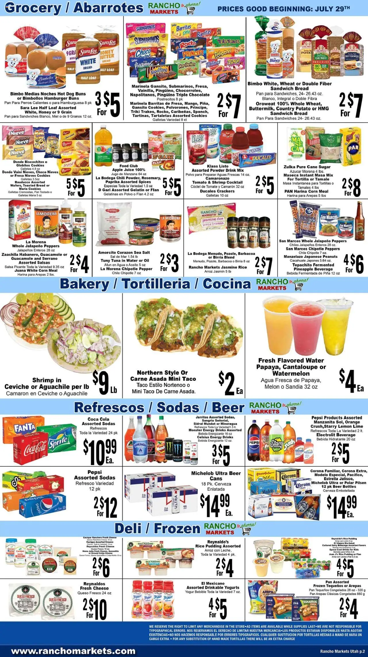 Rancho Markets Weekly Ad - valid from 29.07.2025 | Page: 2 | Products: Pan, Yogurt, Spices, Sugar