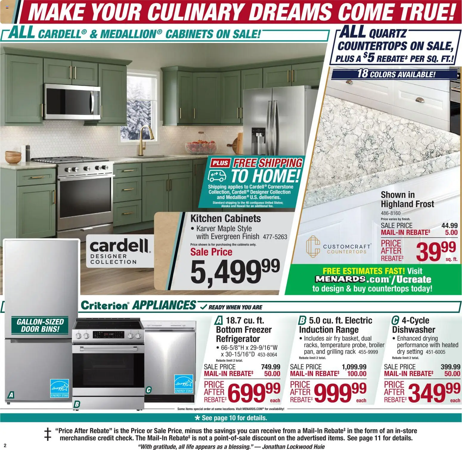 Menards Weekly Ad - valid from 14.01.2026 | Page: 2 | Products: Refrigerator, Freezer, Dishwasher