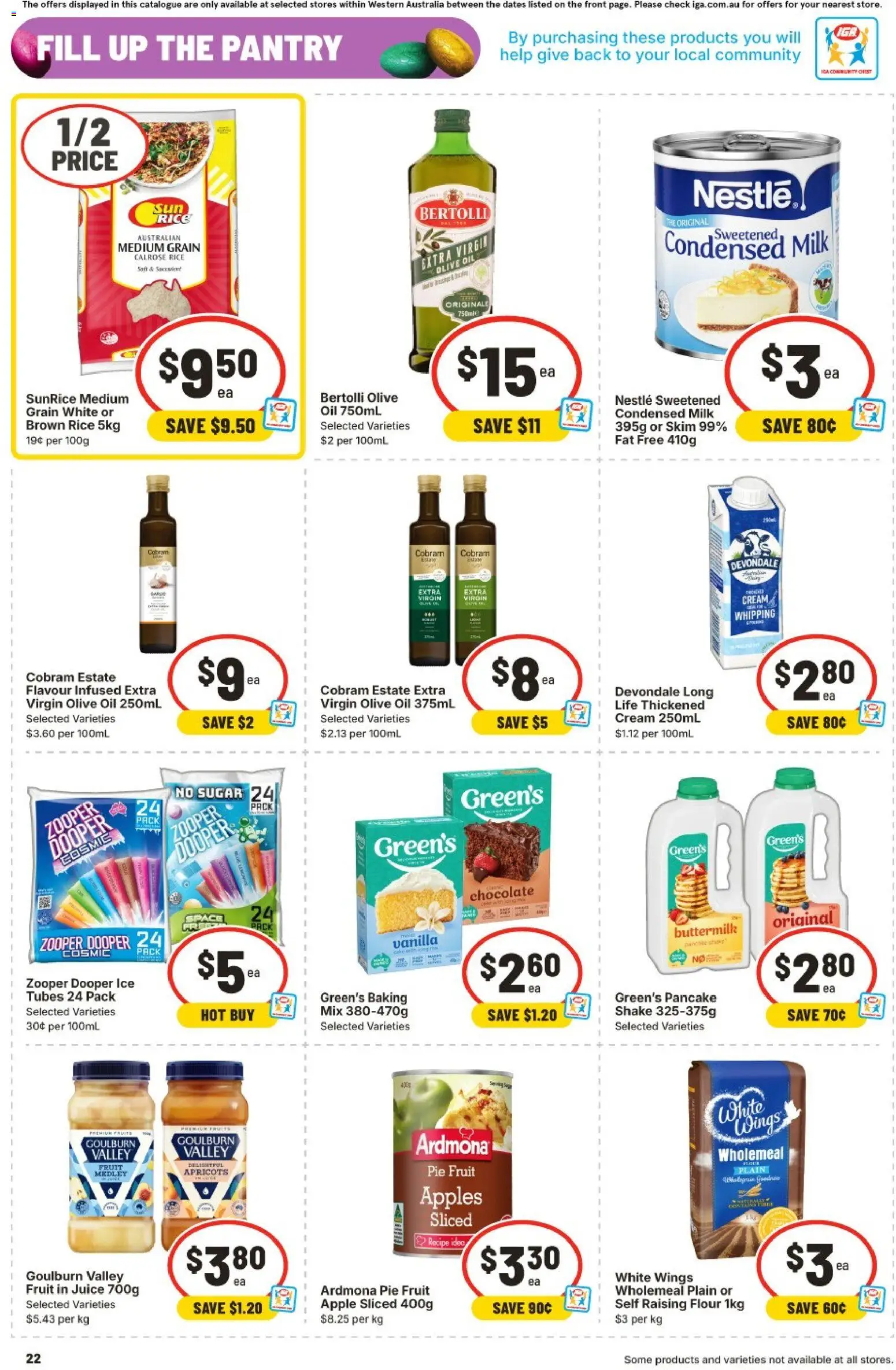IGA catalogue - valid from 25.03.2026 | Page: 22 | Products: Milk, Apples, Olive oil, Fruits