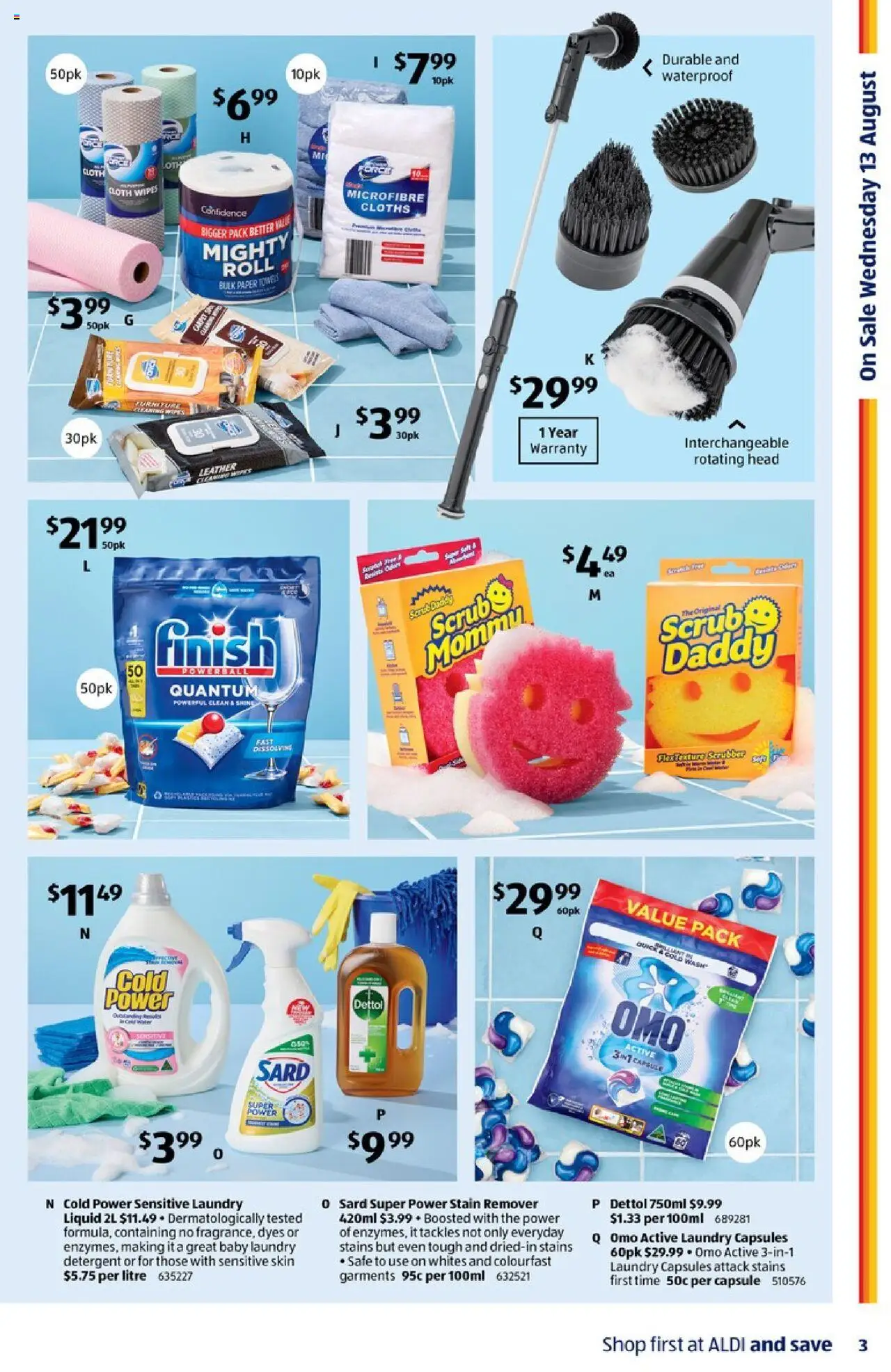 Aldi catalogue - valid from 13.08.2025 | Page: 3 | Products: Cloth, Stain remover, Detergent, Safe