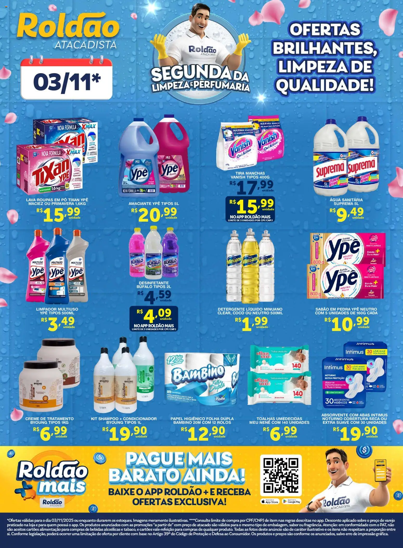 Roldão Folheto - válido de 03.11.2025 | Página: 1 | Produtos: Shampoo, Sabão, Papel higiênico, Amaciante
