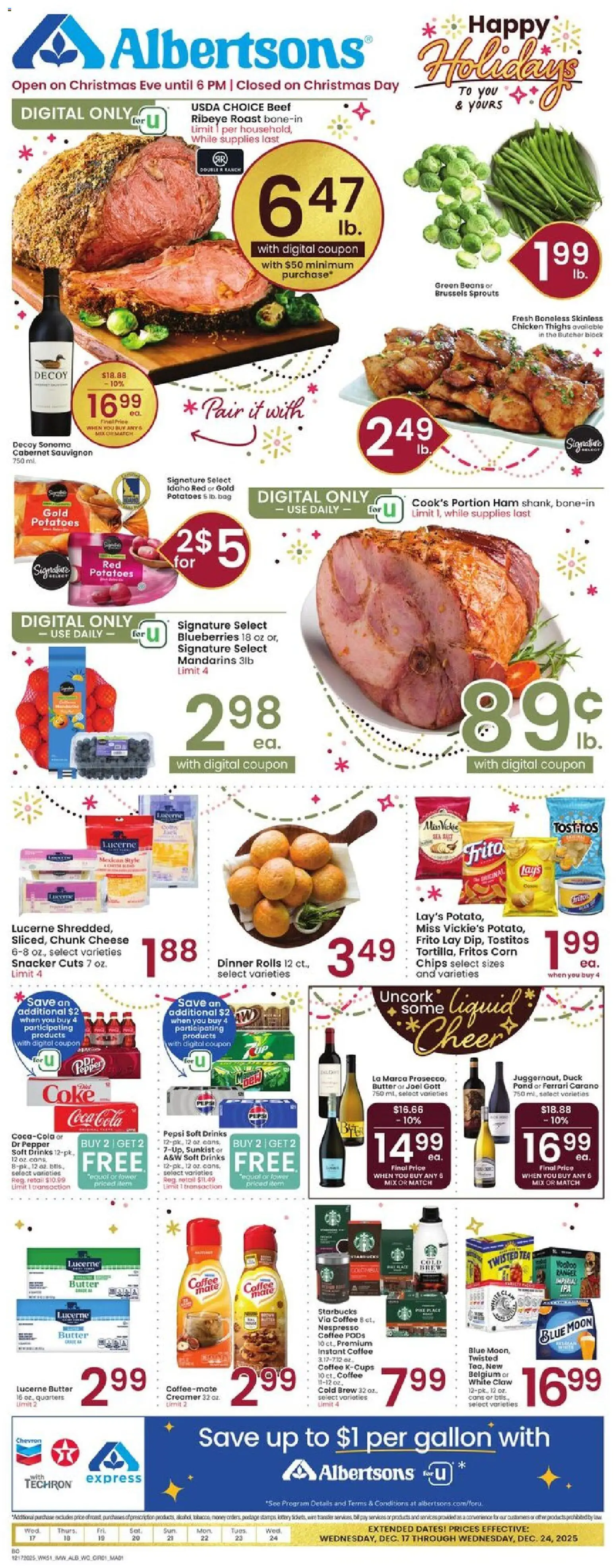 Albertsons Weekly Ad - valid from 17.12.2025 | Page: 1 | Products: Corn, Mandarins, Beef, Chips