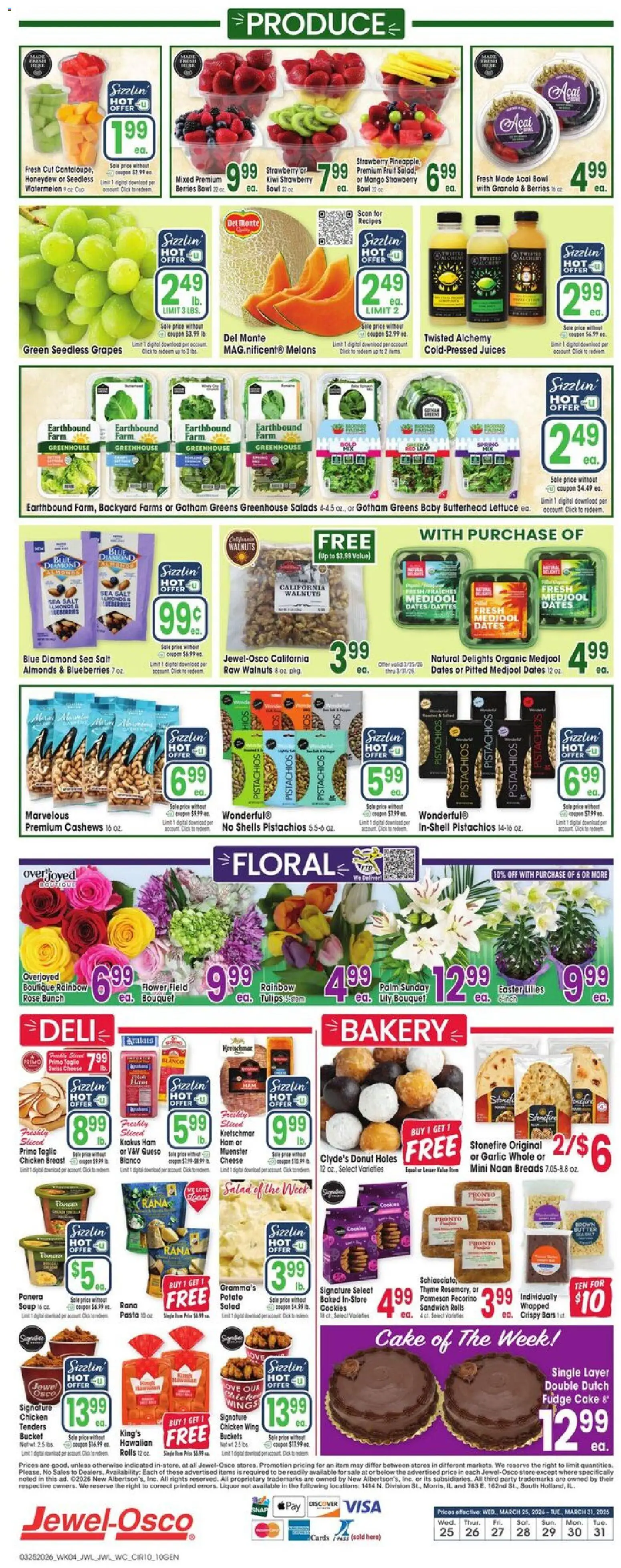 Jewel Osco Weekly Ad - IA - valid from 25.03.2026 | Page: 10 | Products: Lettuce, Pasta, Salad, Watermelon