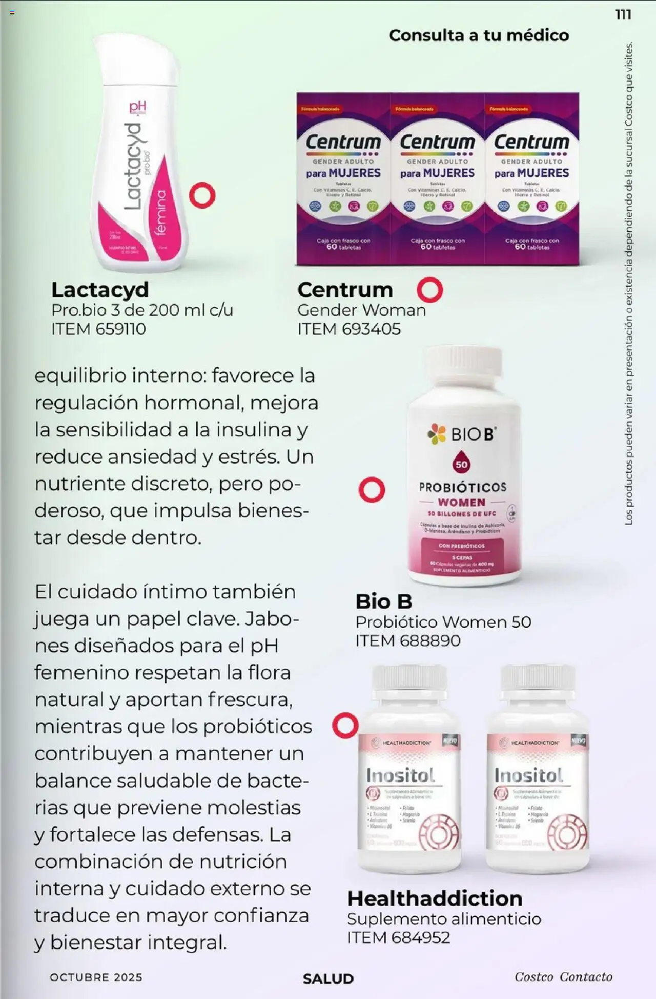 Nuevas ofertas de Costco válidas en toda la República Mexicana desde el 03.10.2025. ¡Encuentra las mejores ofertas en Costco - Revista Octubre! | Página: 111 | Productos: Frasco, Vitaminas, Caja