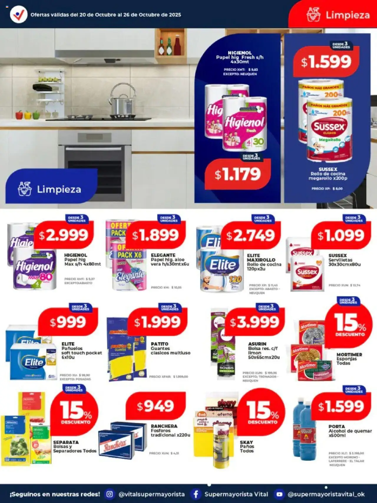 Vital - Ofertas - La Plata │ válido desde el 20.10.2025 | Página: 9 | Productos: Fósforos, Bolsa, Cocina, Servilletas