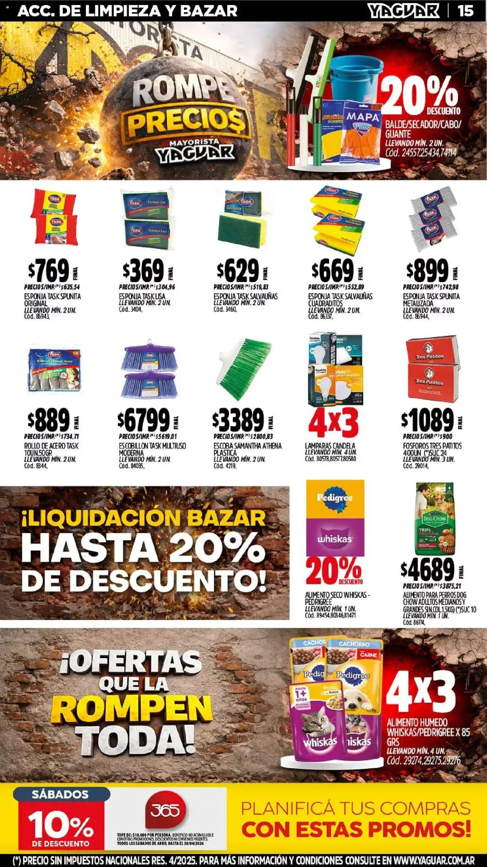 Yaguar catálogo │ válido desde el 13.04.2026 | Página: 15 | Productos: Fósforos, Guante, Esponja, Escoba