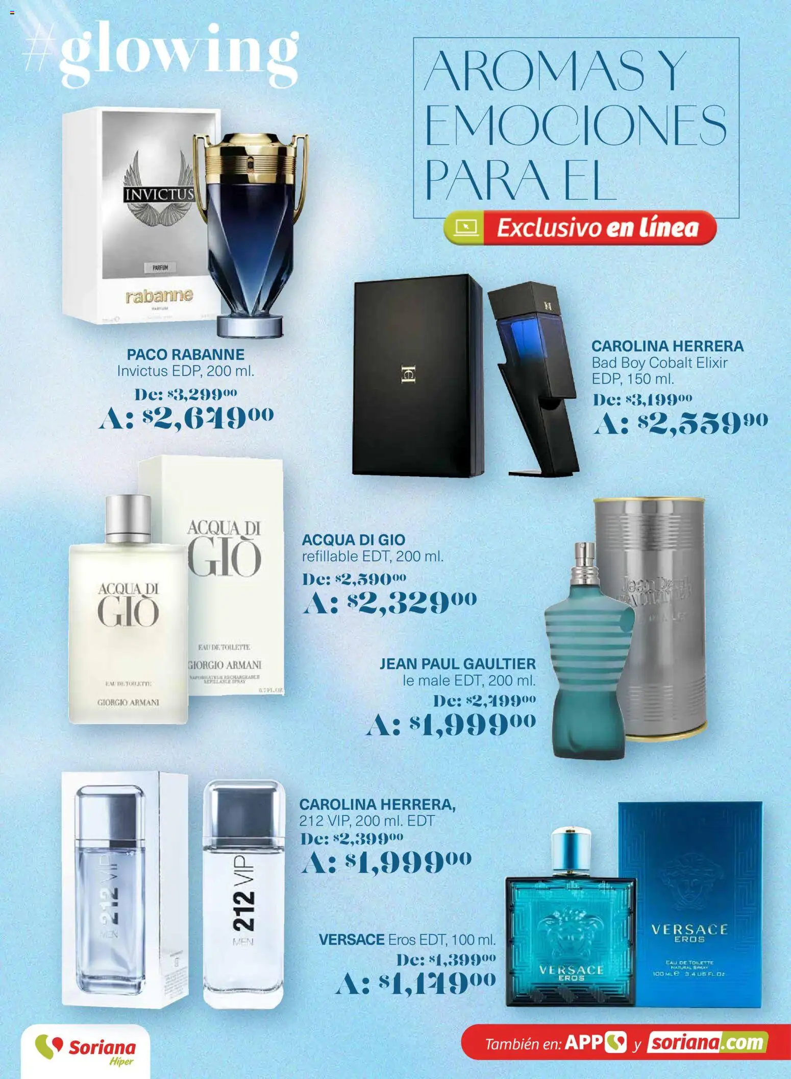 Nuevas ofertas de Soriana válidas en toda la República Mexicana desde el 26.02.2026. ¡Encuentra las mejores ofertas en Soriana - Glowing Descubre tu belleza Híper Nacional! | Página: 37 | Productos: Eau de toilette