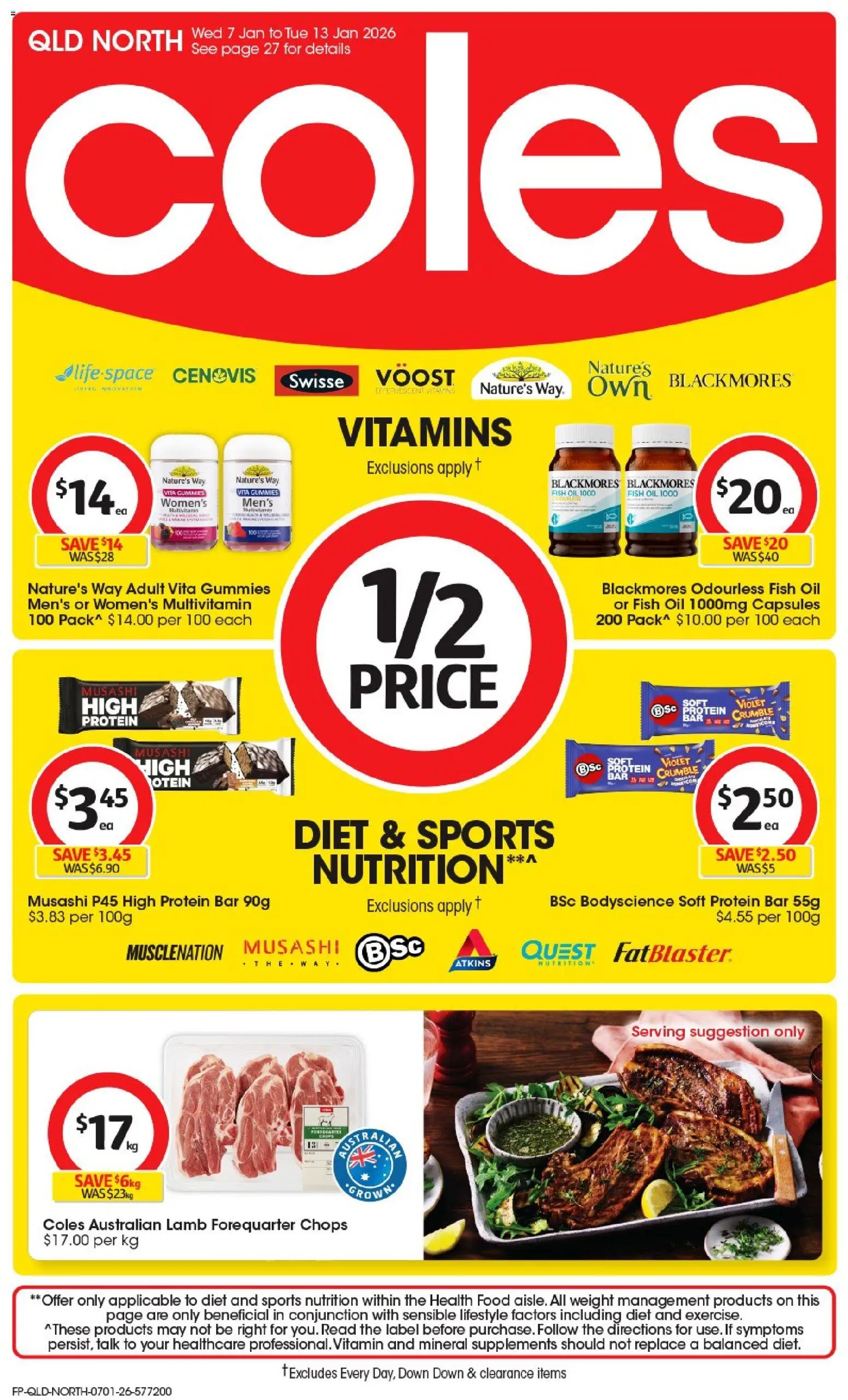 Coles catalogue - valid from 07.01.2026 | Page: 1 | Products: Oil, Multivitamin, Weight, Vitamin