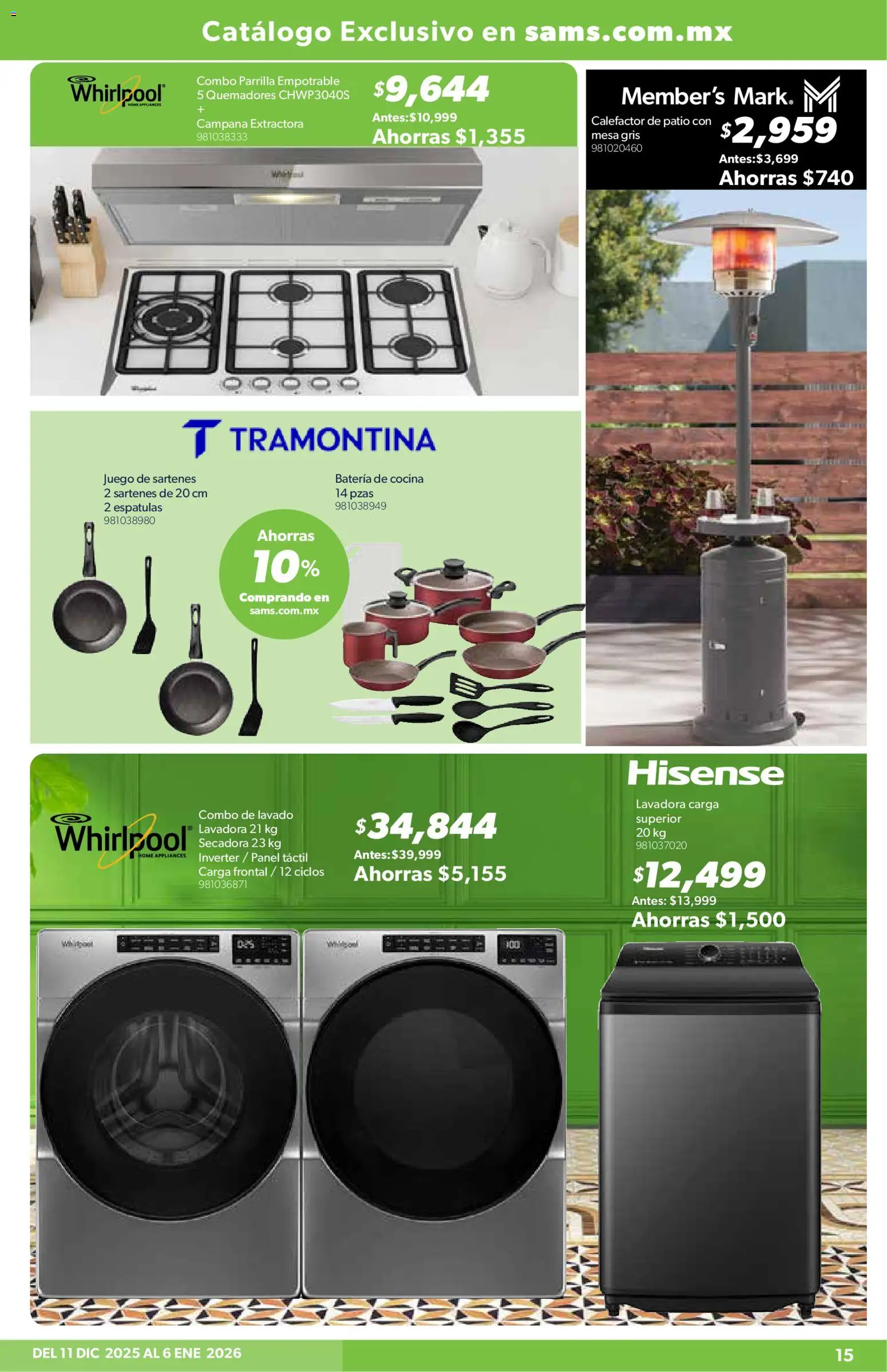 Nuevas ofertas de Sam's Club válidas en toda la República Mexicana desde el 11.12.2025. ¡Encuentra las mejores ofertas en Sam's Club catálogo! | Página: 14 | Productos: Secadora, Juego, Cocina, Parrilla