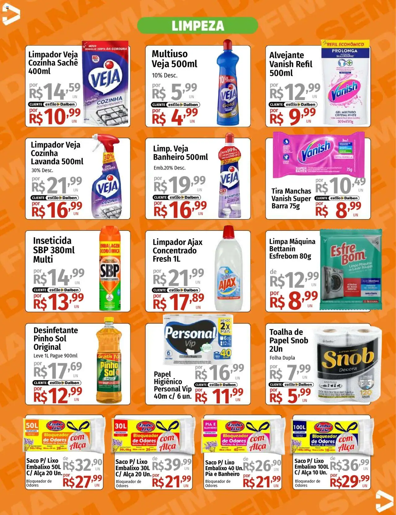 Supermercado Dalben Folheto - válido de 15.08.2025 | Página: 13 | Produtos: Cloro, Desengordurante, Pia, Vanish