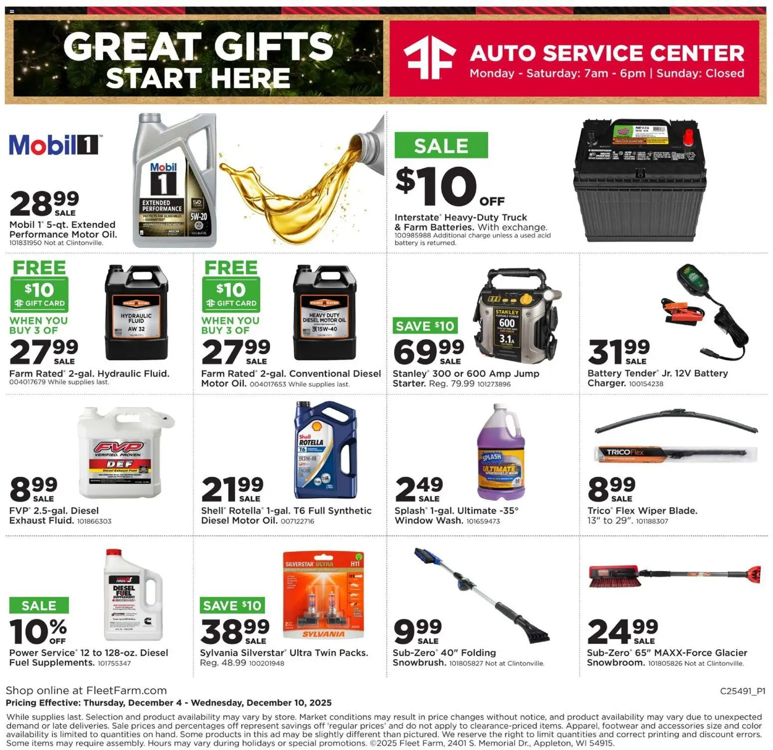 Mills Fleet Farm Weekly Ad - valid from 04.12.2025 | Page: 30 | Products: Oil, Wiper, Windshield, Motor Oil