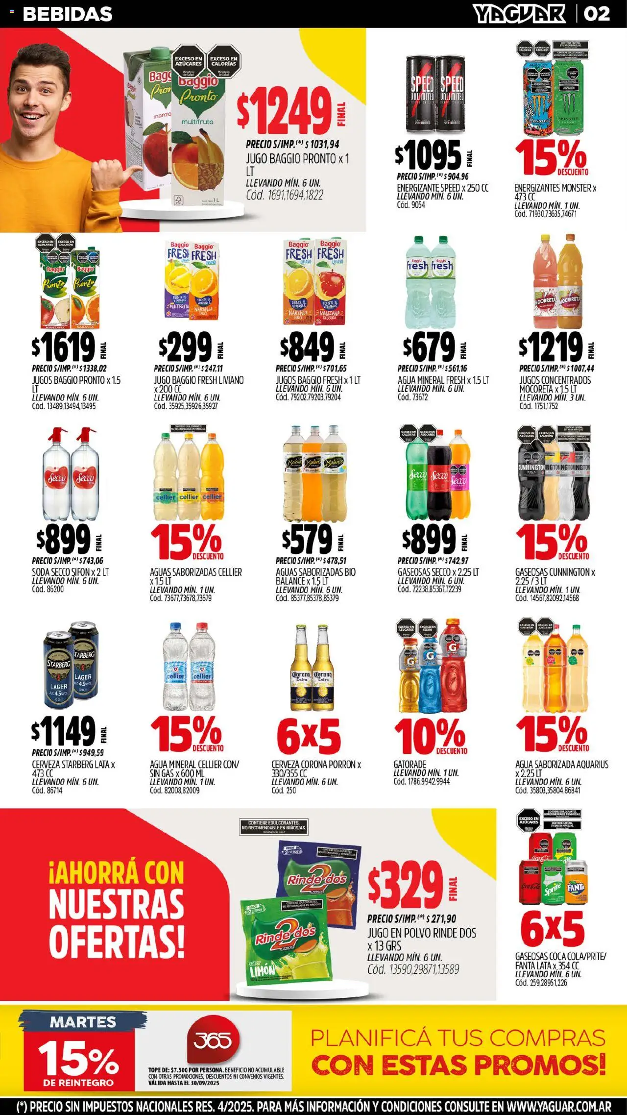 Yaguar catálogo │ válido desde el 15.09.2025 | Página: 3 | Productos: Agua, Jugo, Naranjas, Agua saborizada