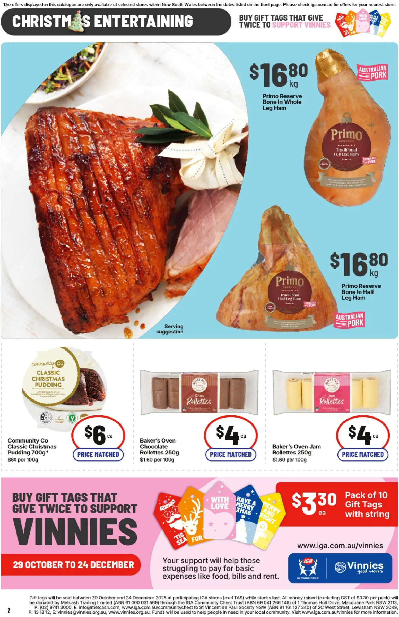 IGA catalogue - valid from 12.11.2025 | Page: 2 | Products: Chocolate, Ham, Pork, Pudding