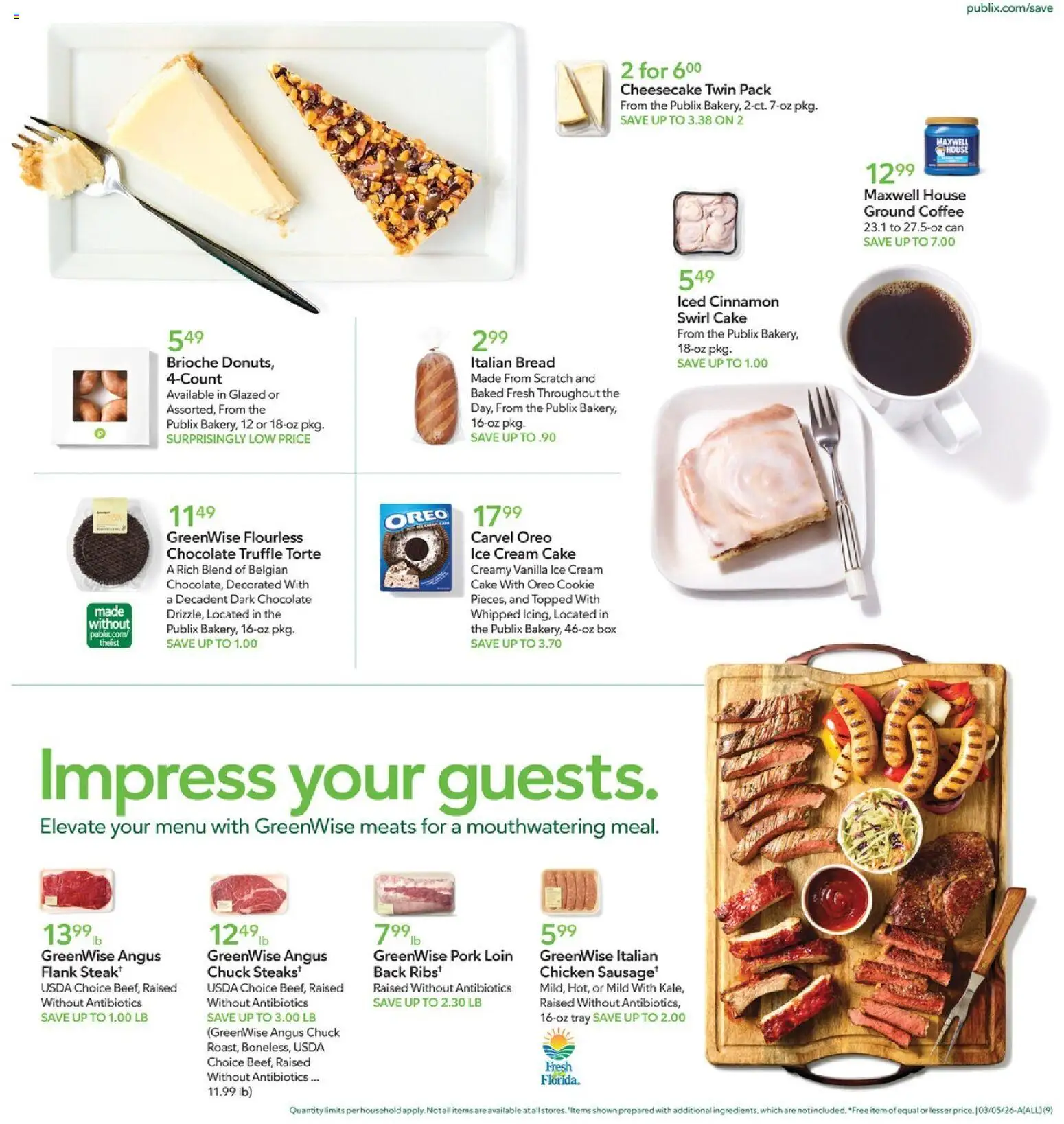 Publix Weekly Ad - valid from 04.03.2026 | Page: 9 | Products: Bread, Pork, Ice cream, Cream Cake