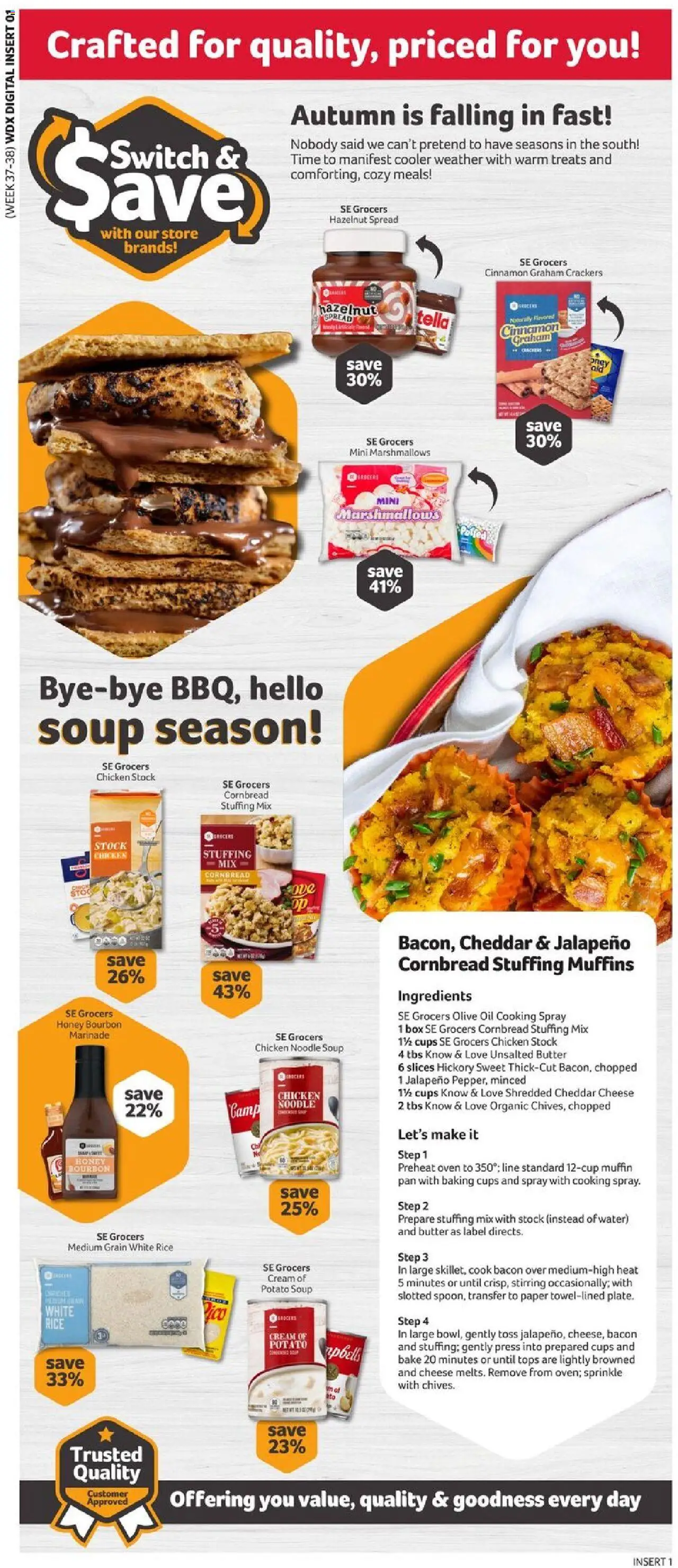 Winn Dixie Weekly Ad - valid from 10.09.2025 | Page: 6 | Products: Pan, Cheese, Muffin, Oven
