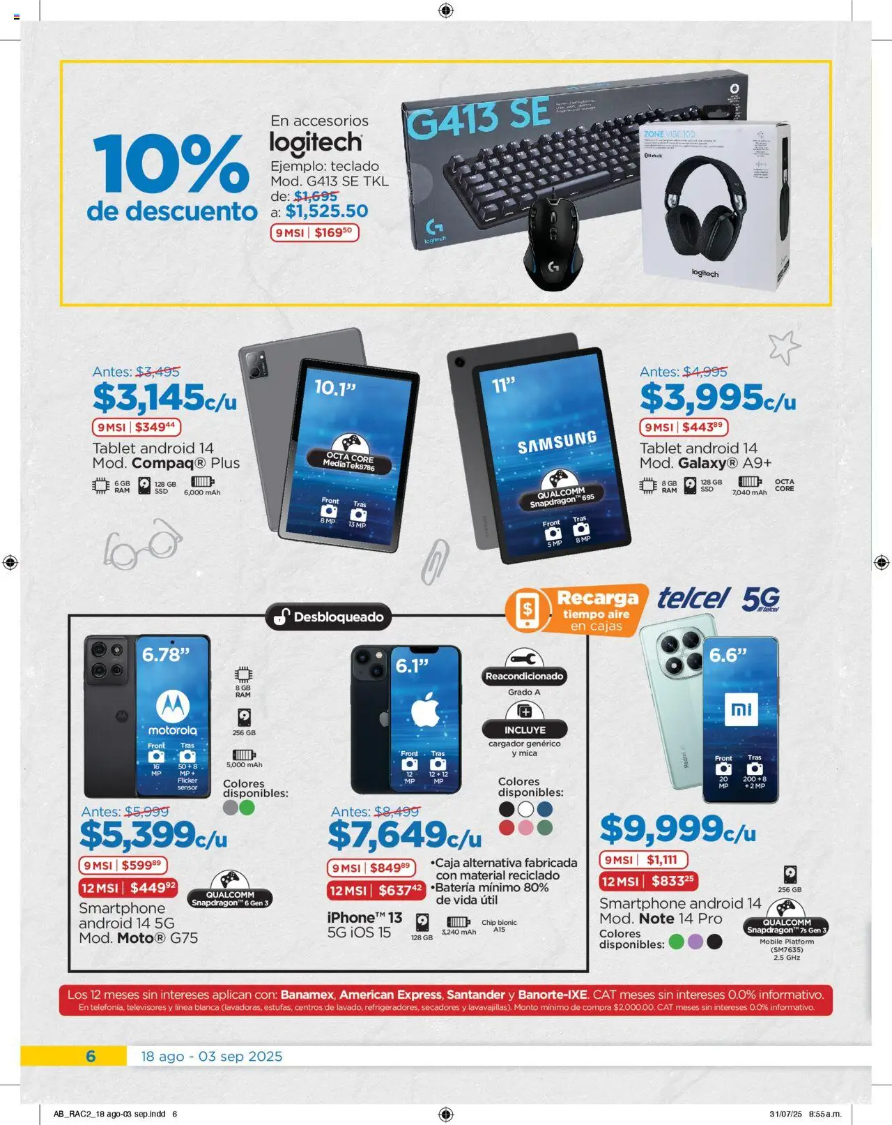 Nuevas ofertas de Chedraui válidas en toda la República Mexicana desde el 18.08.2025. ¡Encuentra las mejores ofertas en Chedraui folleto! | Página: 6 | Productos: Tablet, Cargador, Batería, Teclado