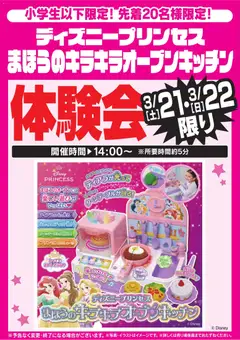 21.03.2026から有効なオファーを含む ヤマダ 電機 - ディズニープリンセス まほうのキラキラオープンキッチン体験会 3/21・22限り