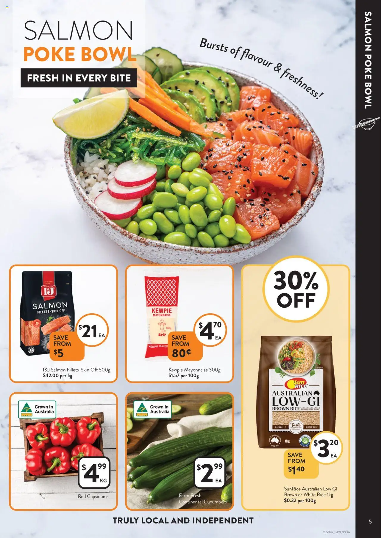 Foodworks catalogue - valid from 17.09.2025 | Page: 5 | Products: Rice, Cucumbers, Salmon, Mayonnaise