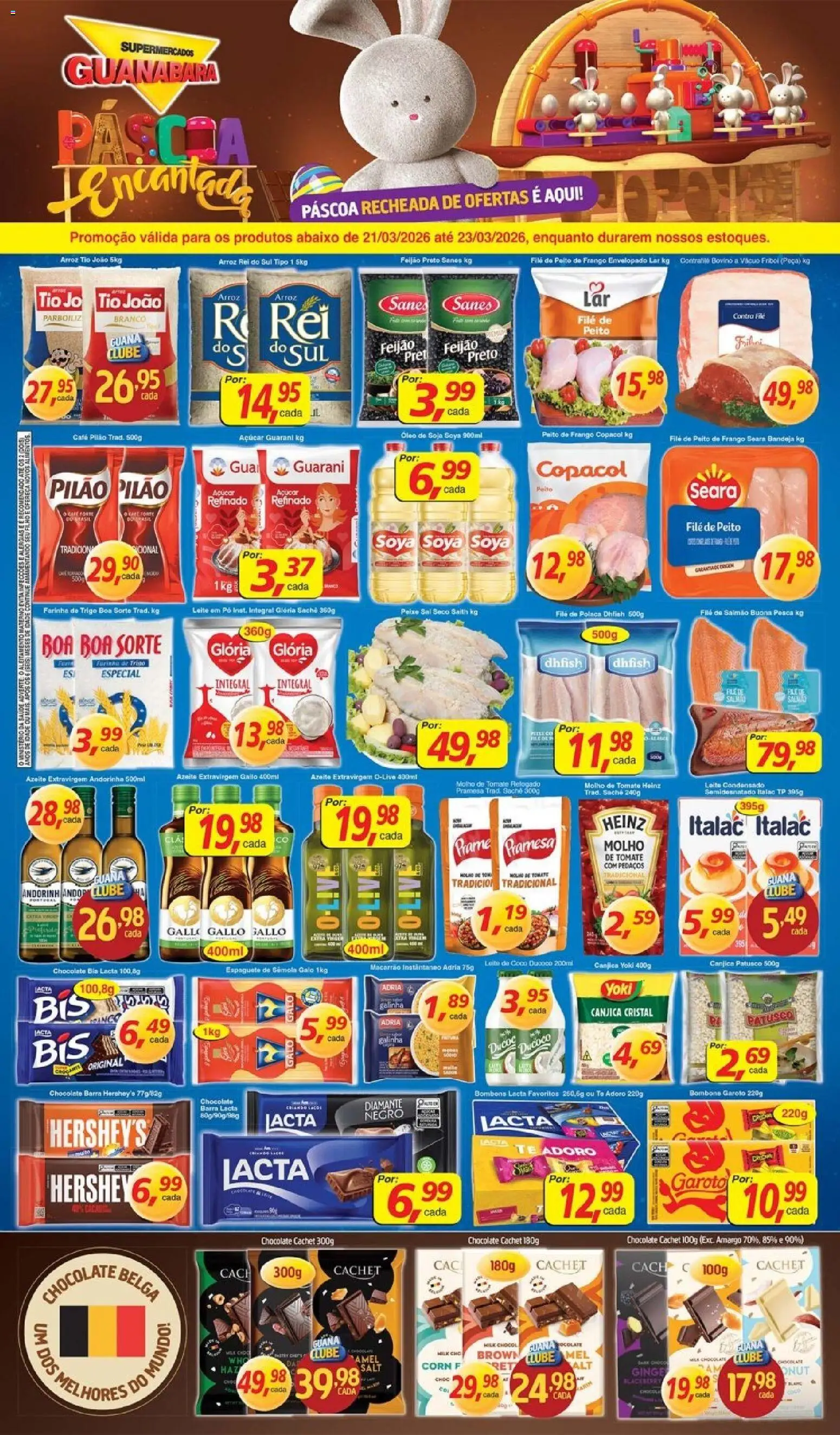 Supermercados Guanabara Folheto - válido de 21.03.2026 | Página: 1 | Produtos: Feijão, Salmão, Café pilão, Leite condensado