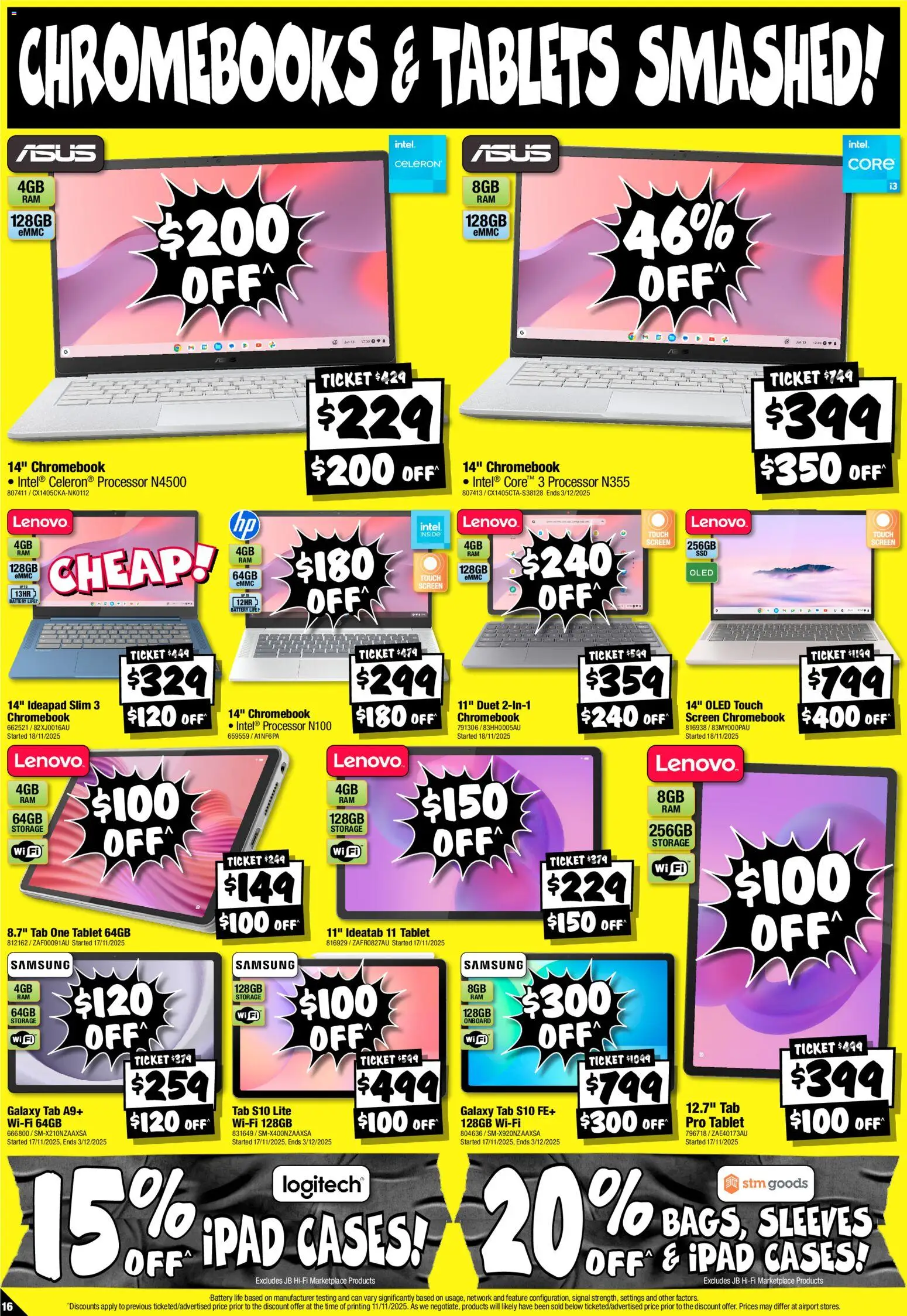 JB Hi-Fi catalogue - valid from 19.11.2025 | Page: 16 | Products: Battery, Tablet, Screen, Tablets