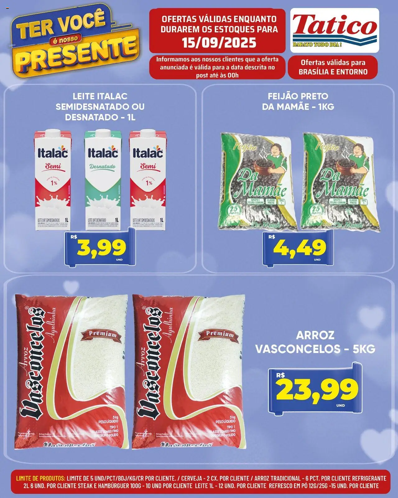 Tatico Folheto - válido de 15.09.2025 | Página: 13 | Produtos: Feijão, Arroz, Hambúrguer, Refrigerante