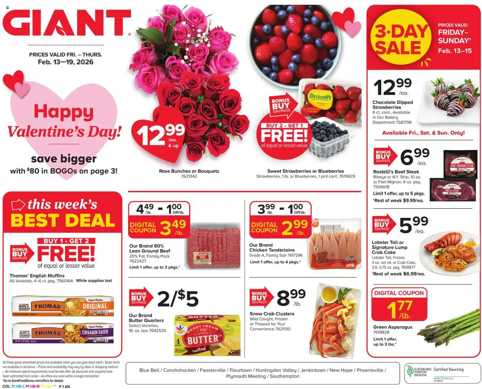 Giant Weekly Ad - valid from 13.02.2026 | Page: 1 | Products: Bakery, Box, Beef, Cream