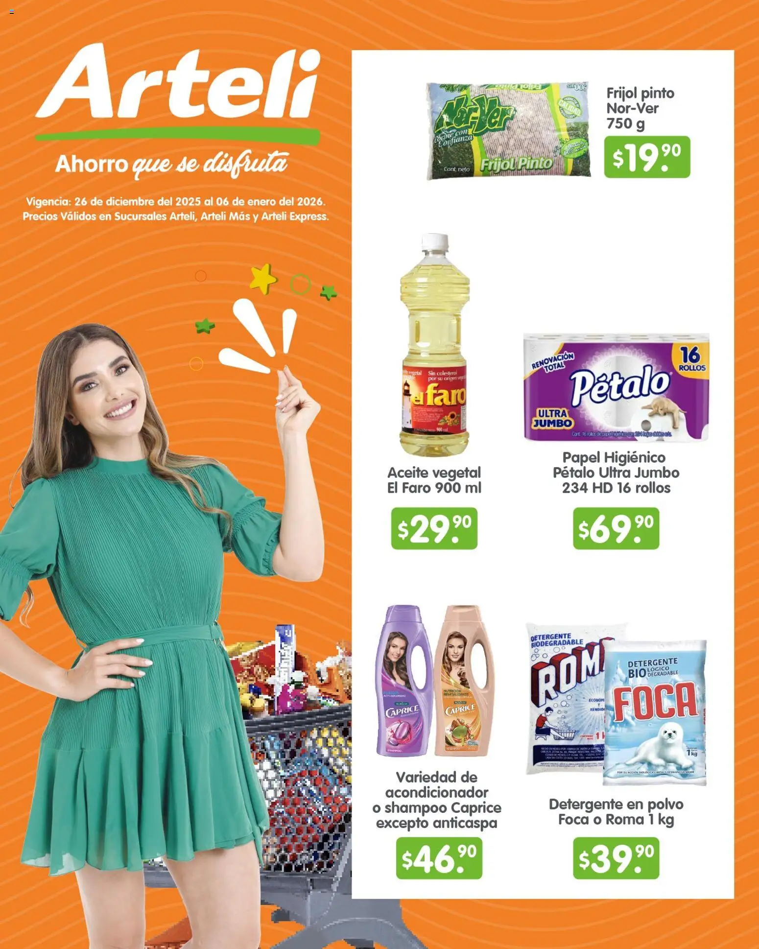 Nuevas ofertas de Arteli válidas en toda la República Mexicana desde el 26.12.2025. ¡Encuentra las mejores ofertas en Arteli folleto Quincenal! | Página: 1 | Productos: Detergente, Aceite, Papel higiénico, Polvo