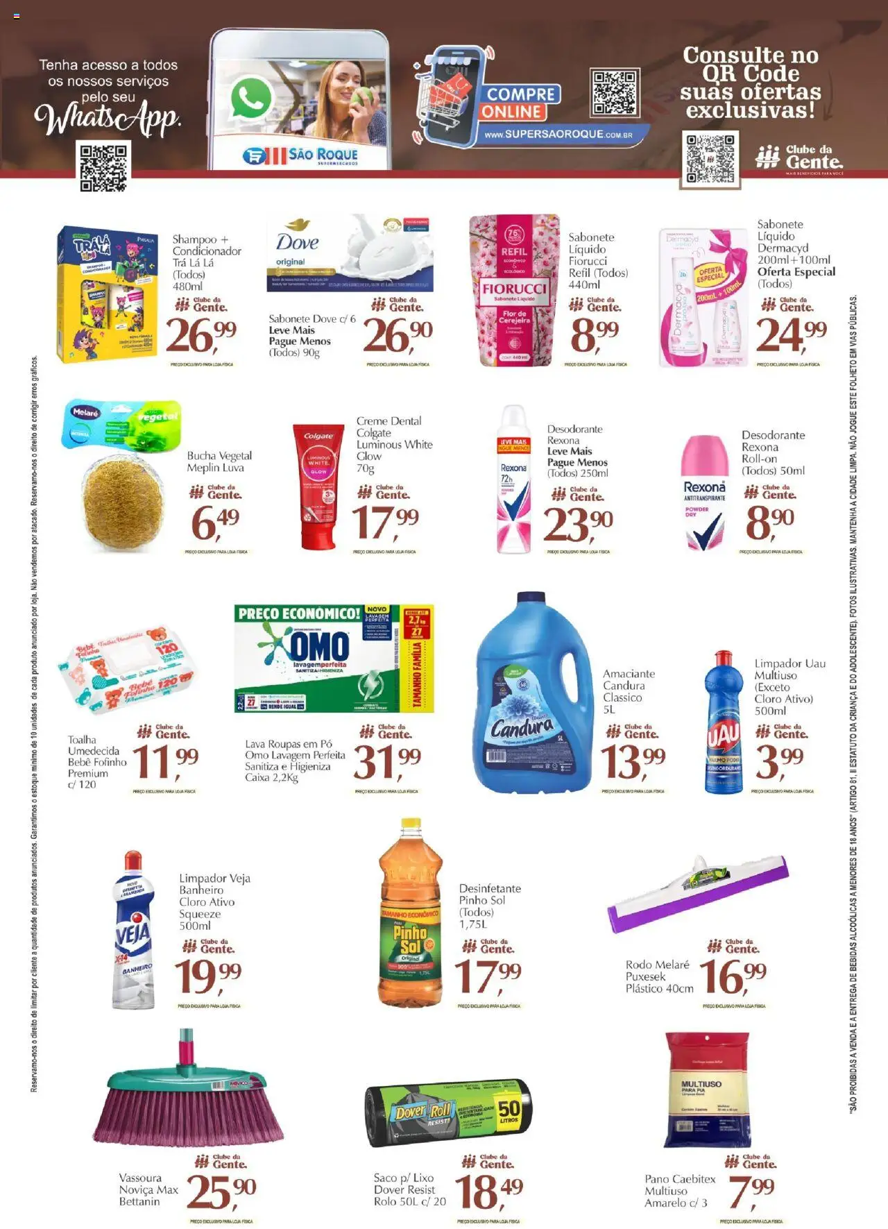 São Roque Supermercados Folheto - válido de 01.08.2025 | Página: 7 | Produtos: Sabonete, Rexona, Dove, Vassoura