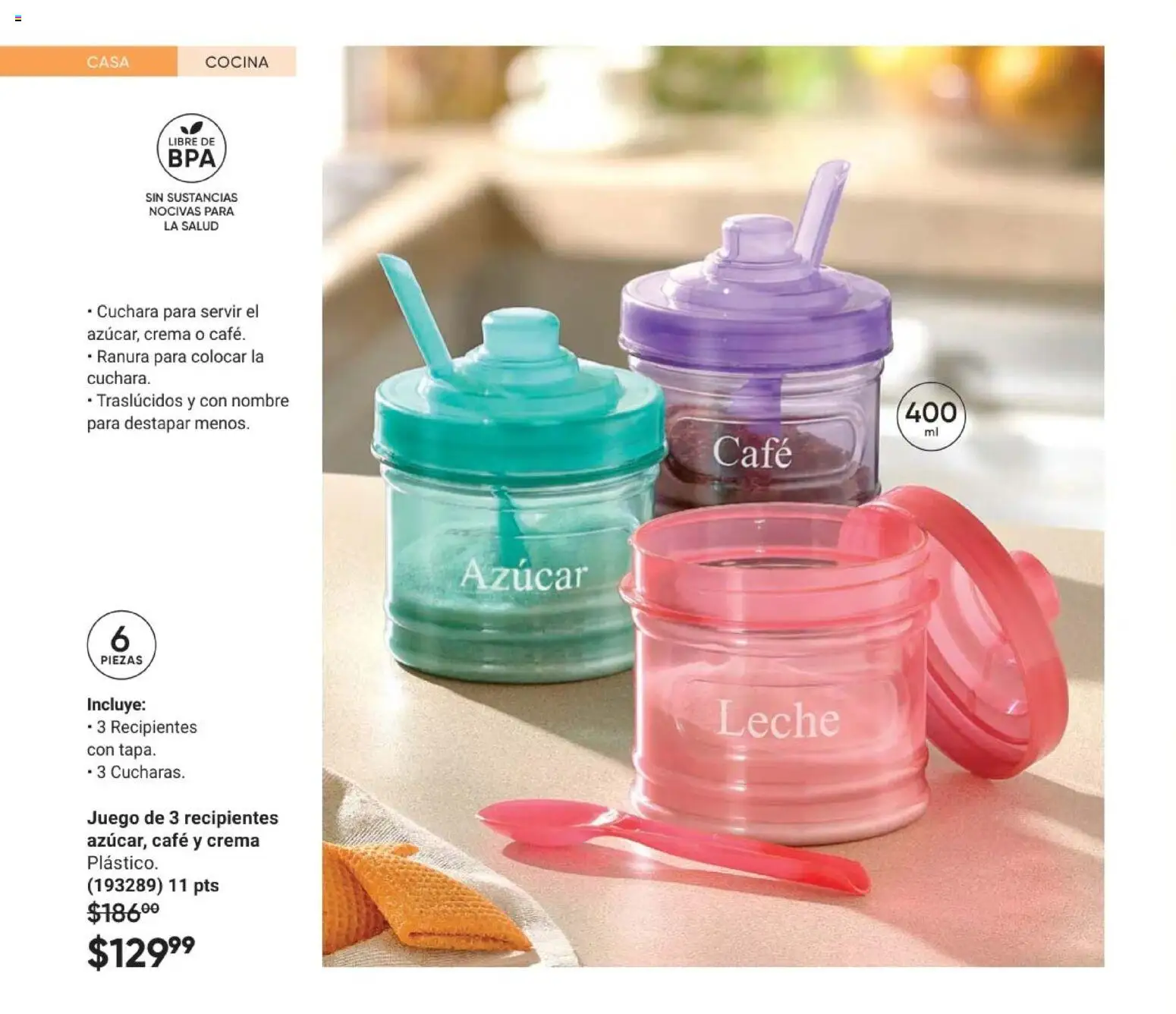 Nuevas ofertas de AVON válidas en toda la República Mexicana desde el 24.04.2026. ¡Encuentra las mejores ofertas en AVON Casa & Estilo 7 2026! | Página: 176 | Productos: Azúcar, Crema, Leche, Cocina