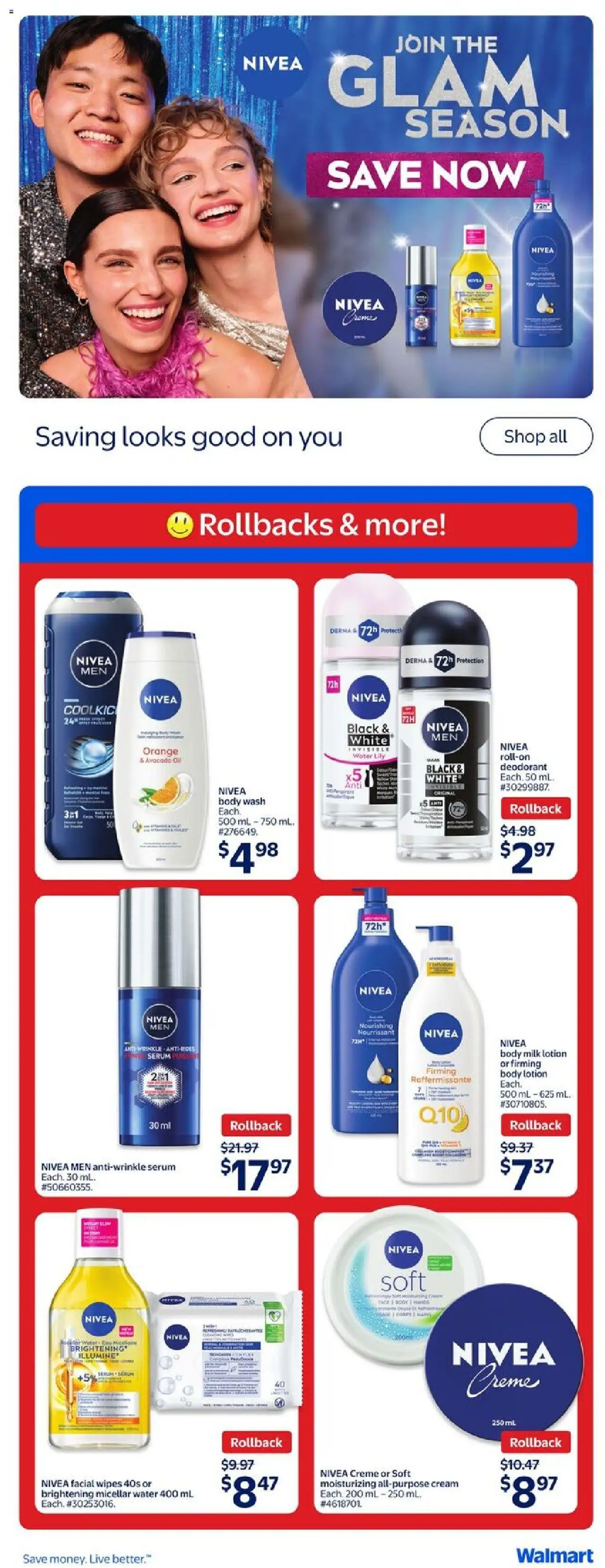 Walmart flyer valid from 16.10.2025 | Page: 22 | Products: Micellar water, Body lotion, Milk, Oil
