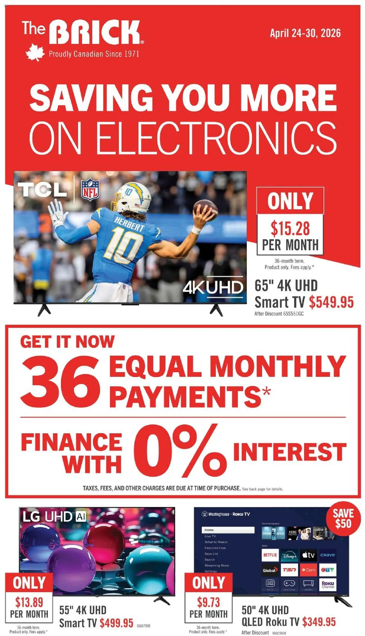 The Brick flyer valid from 24.04.2026 | Page: 1 | Products: Watch, Tv