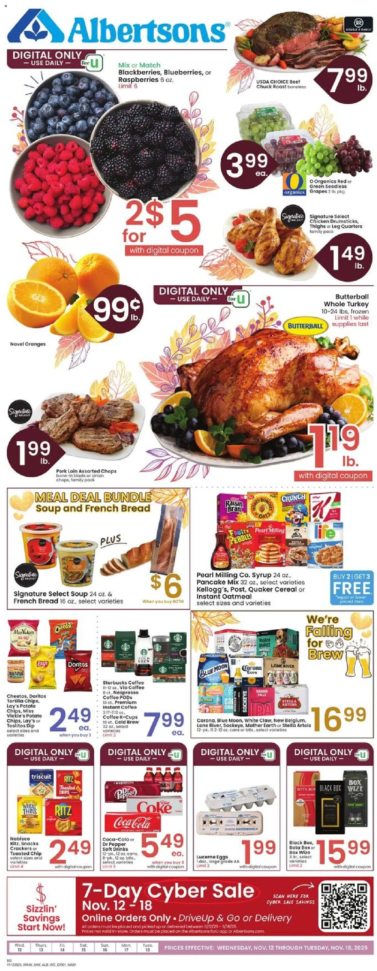 Albertsons Weekly Ad - valid from 12.11.2025 | Page: 1 | Products: Box, Eggs, Chips, Pepper