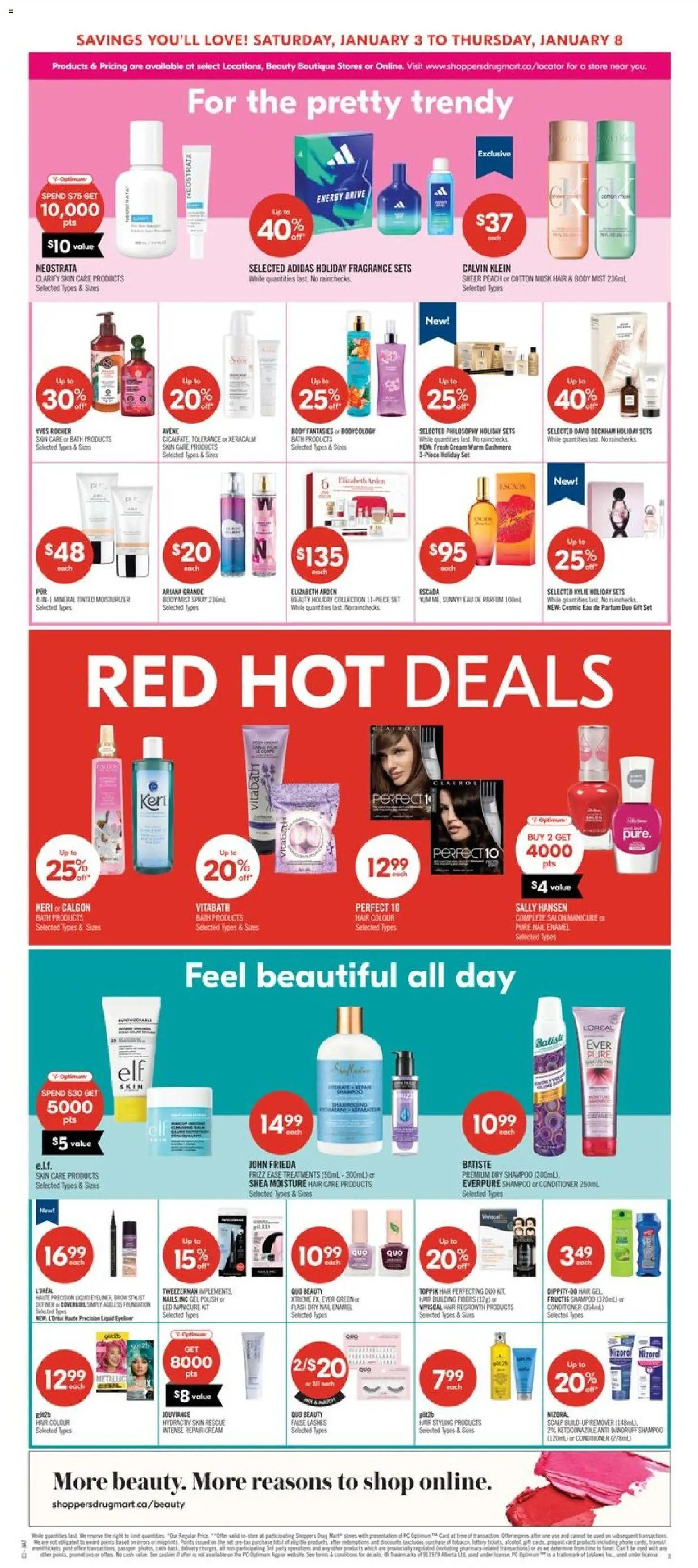 Shoppers flyer valid from 03.01.2026 | Page: 9 | Products: Fragrance, Shampoo, Conditioner, Bath